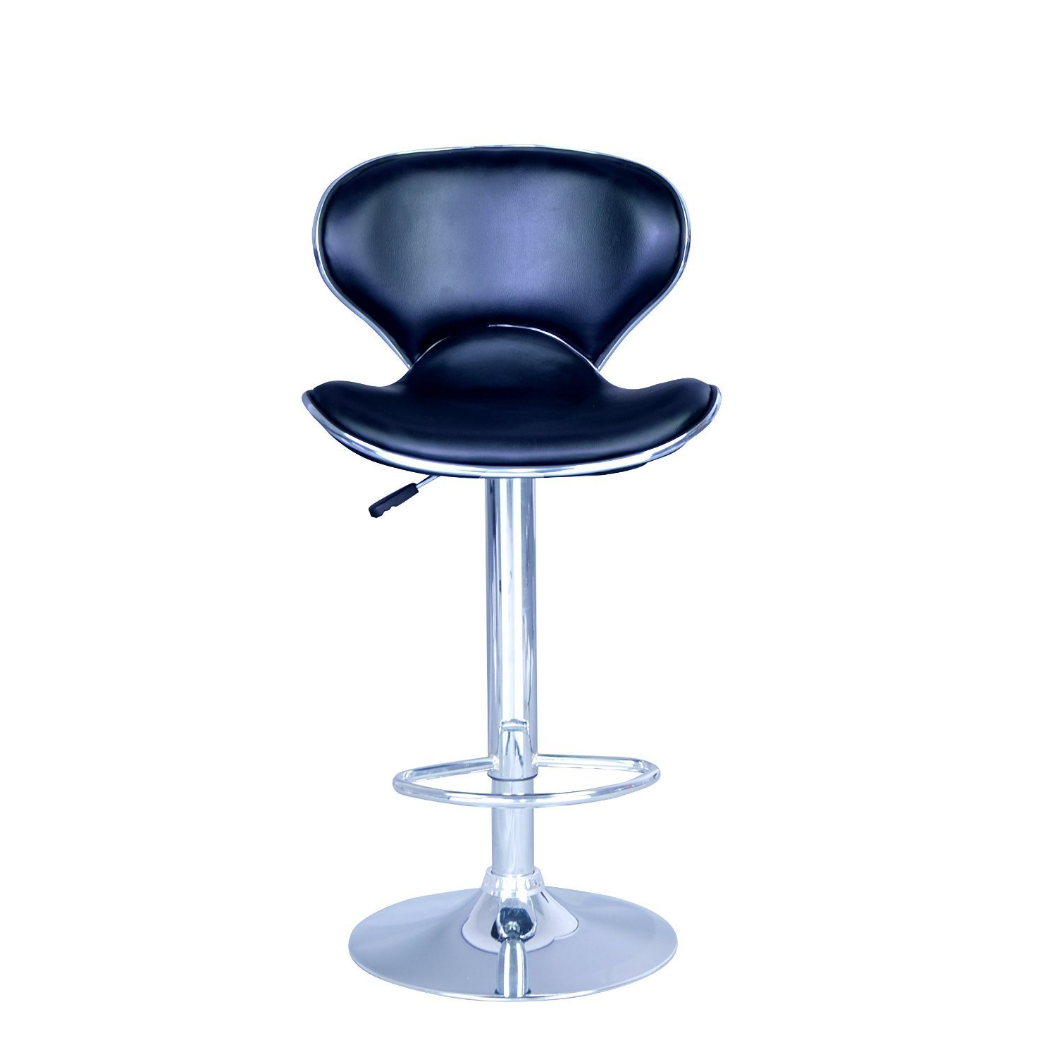 Tabouret de bar pivotant réglable en polyuréthane de Nicer Furniture en noir - Ensemble de 2