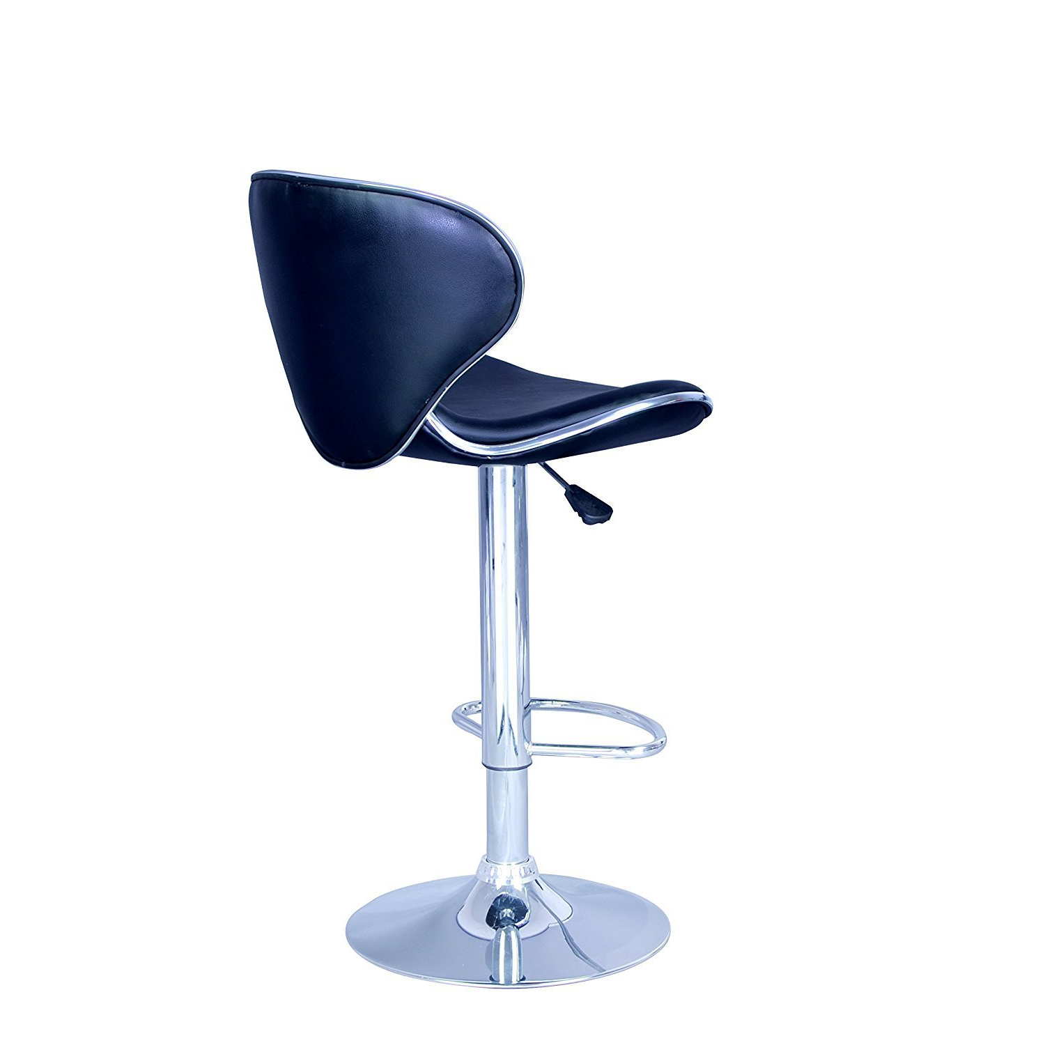 Tabouret de bar pivotant réglable en polyuréthane de Nicer Furniture en noir - Ensemble de 2