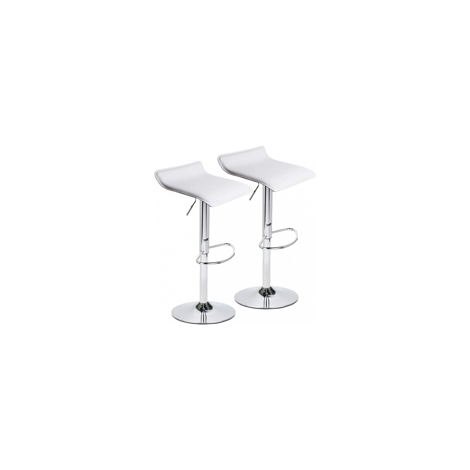 Meubles en cuir Faux Nicer Air Lift réglable Tabouret de bar en métal en blanc - Lot de 2