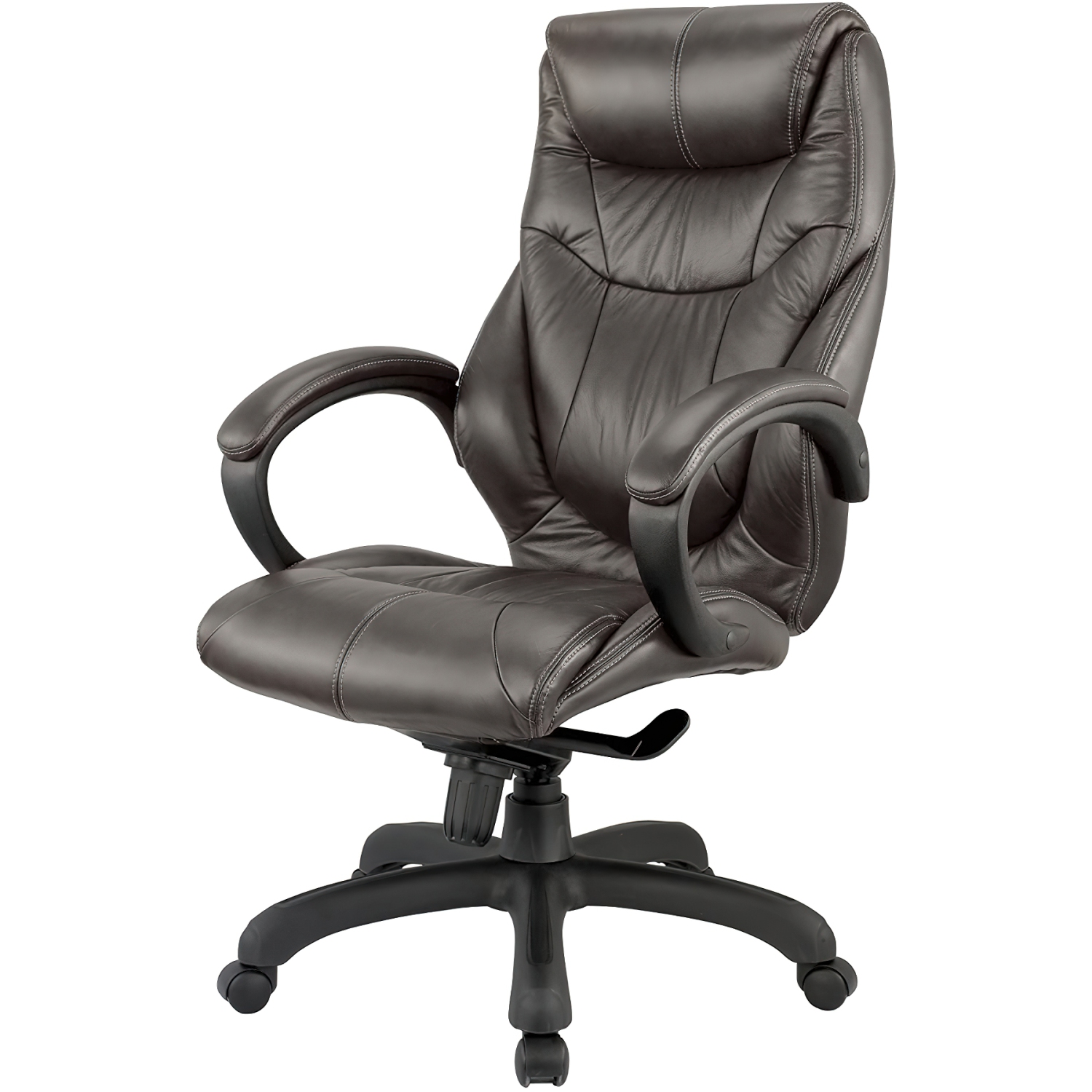 Nicer Furniture Genuine Leather High Back Executive Chair, Chocolate Brown