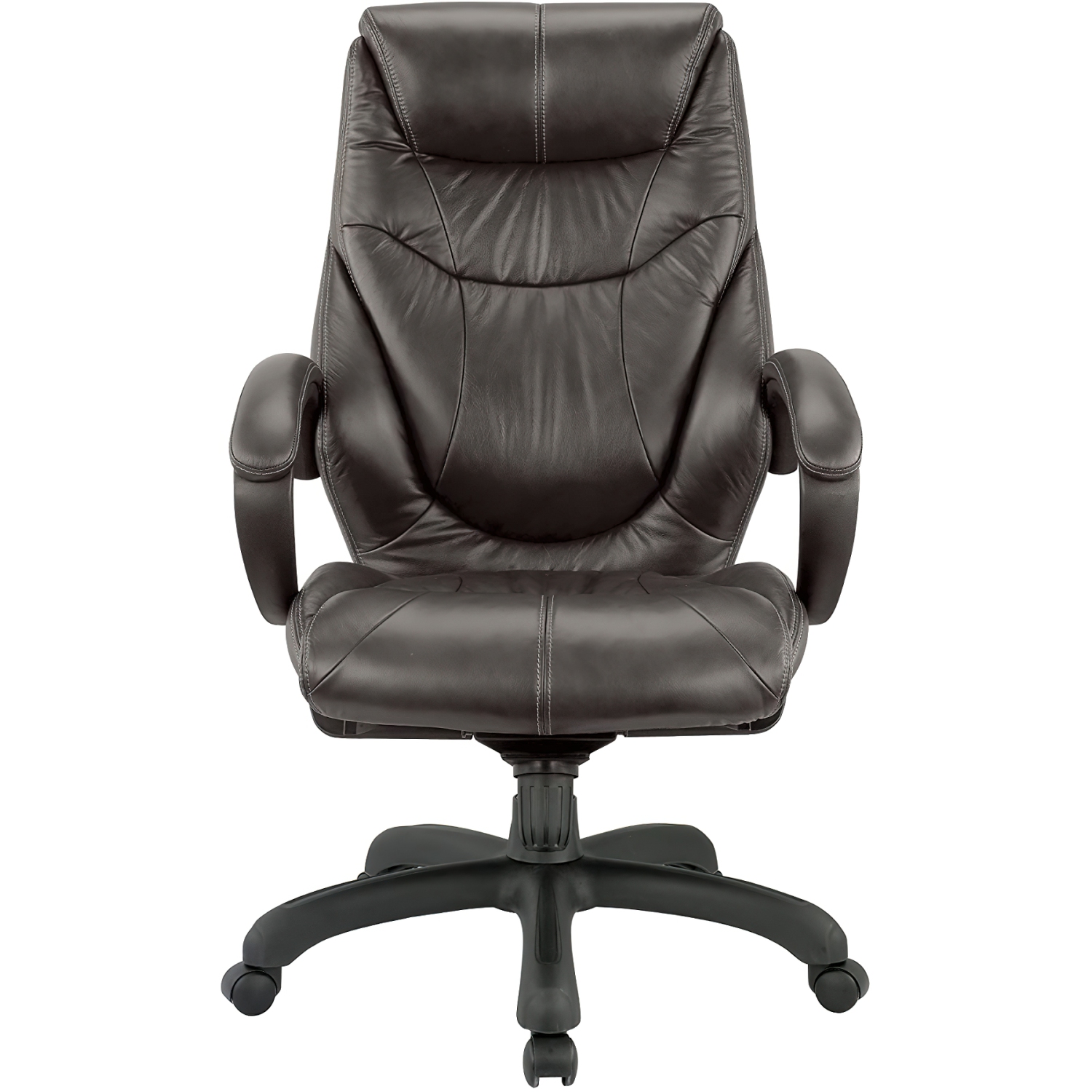 Nicer Furniture Genuine Leather High Back Executive Chair, Chocolate Brown