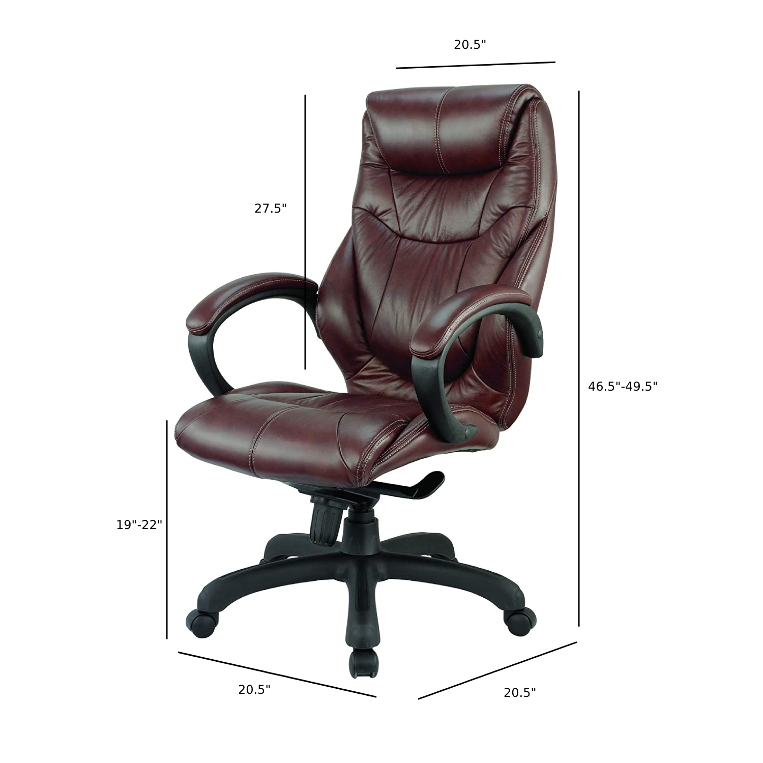 Nicer Furniture Genuine Leather High Back Executive Chair, Chocolate Brown