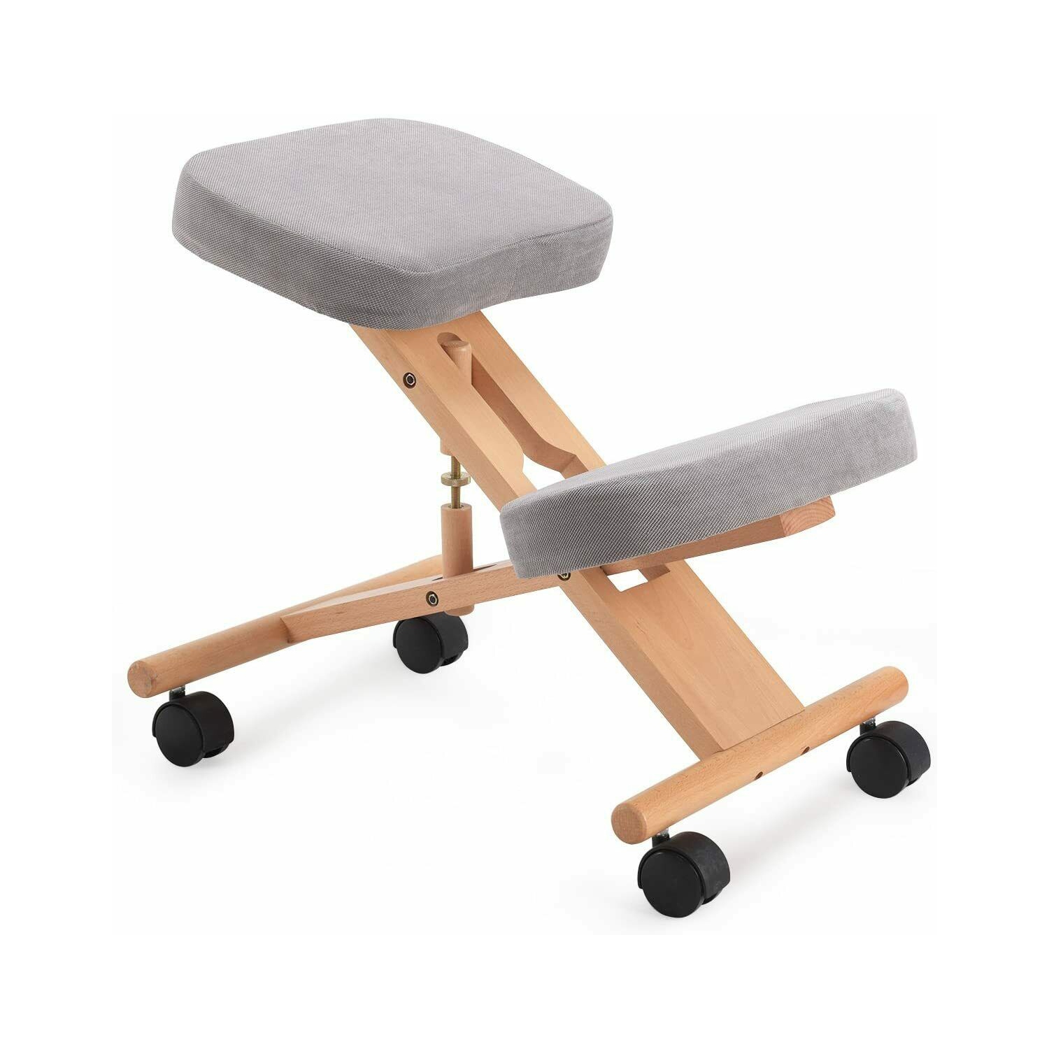 Meubles Genoux Nicer Chaise avec mousse à mémoire naturelle Cadre en bois gris Tissu