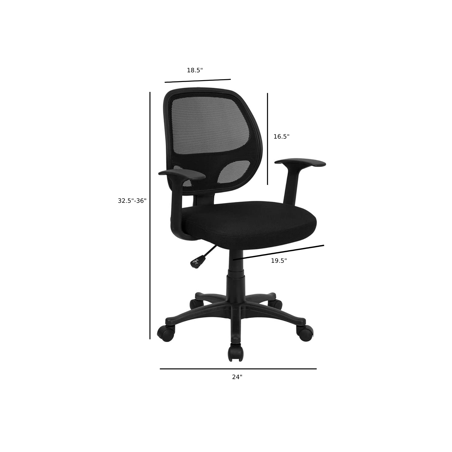 Meubles Nicer Mid-Black Back Mesh Computer Task Chair Bureau Chaise ergonomique Chaise de bureau avec bras