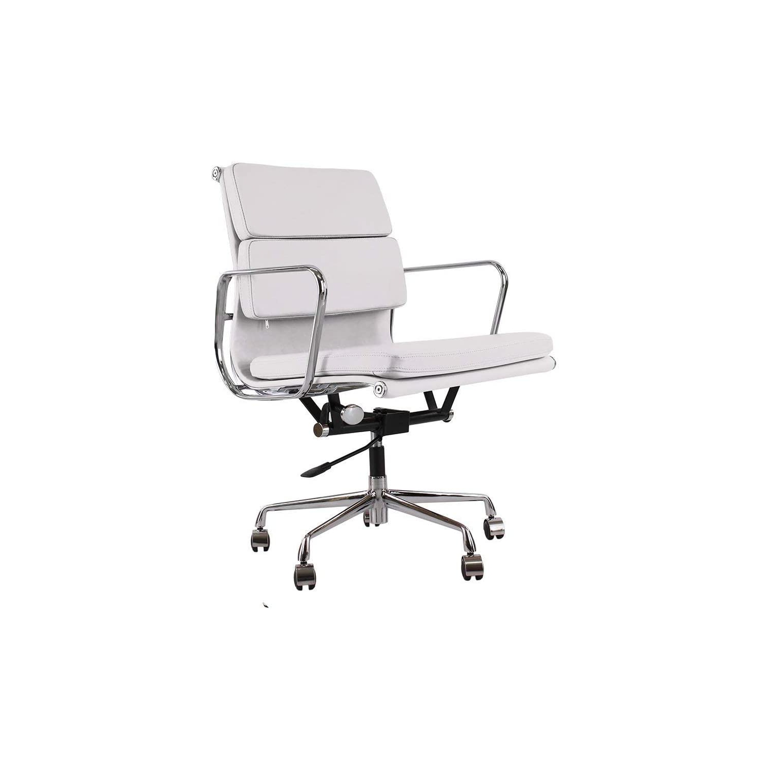 Nicer Furniture Low Back Soft Pad Executive Office Chair, Genuine Leather, White