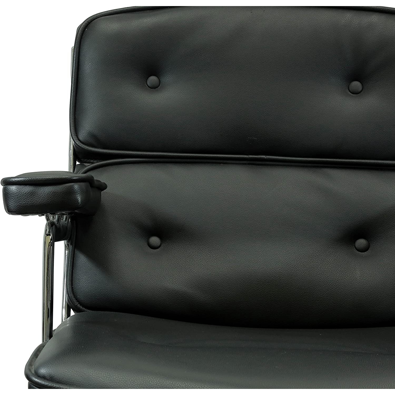 Eames style Chaise de bureau exécutif en cuir véritable, « Noir »