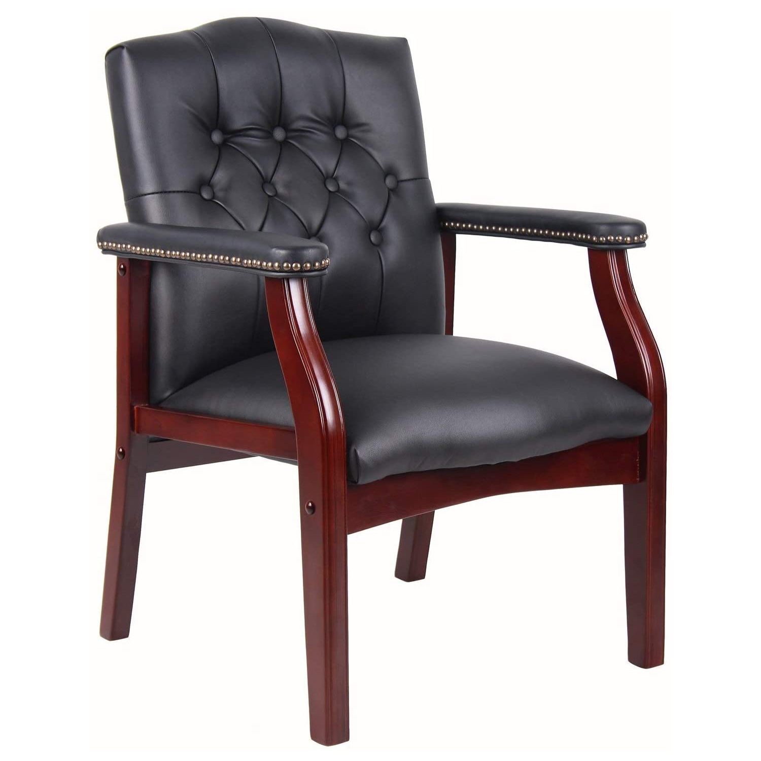 Traditional Black Caressoft Vinyl Guest Chair Conference Room Side Chair