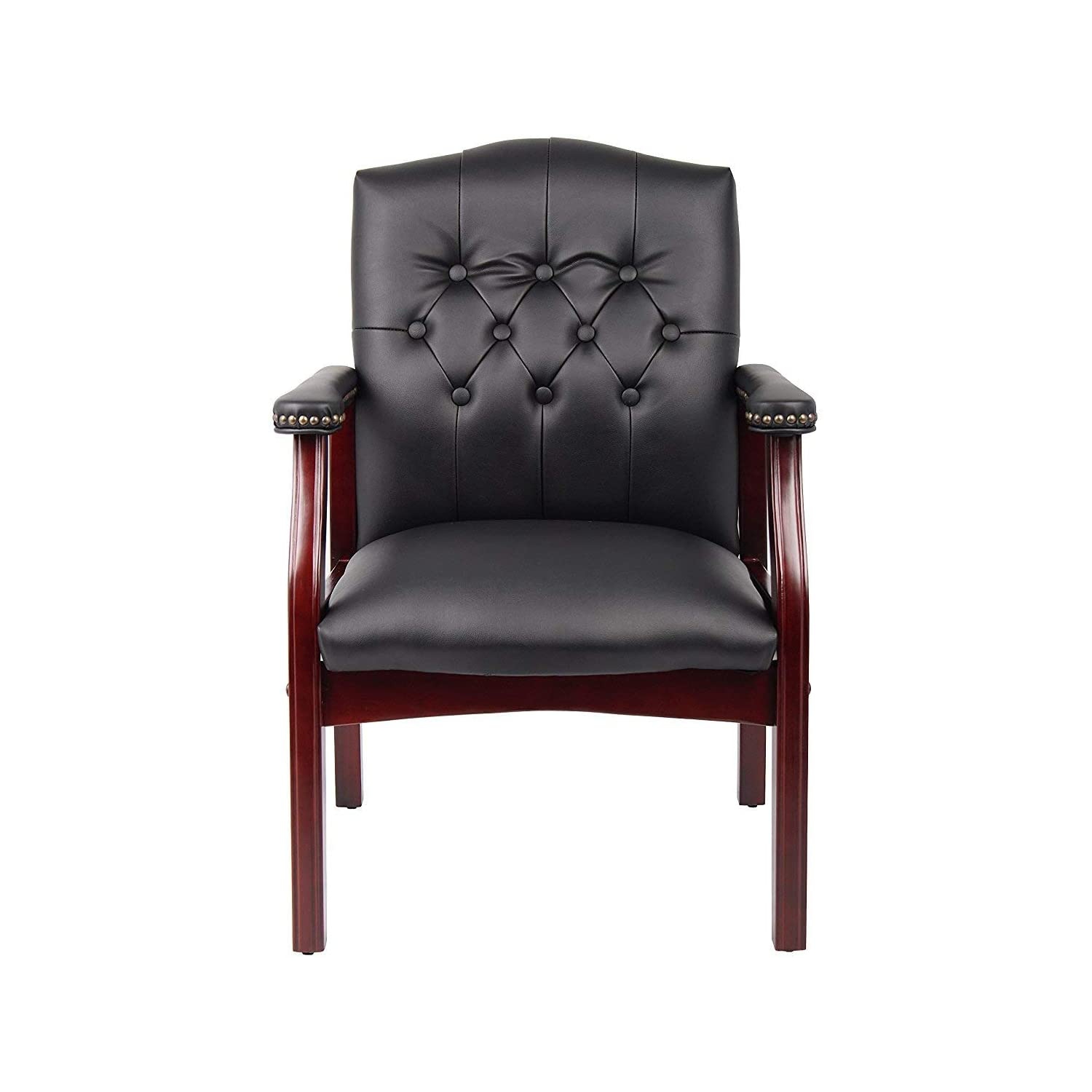 Traditional Black Caressoft Vinyl Guest Chair Conference Room Side Chair
