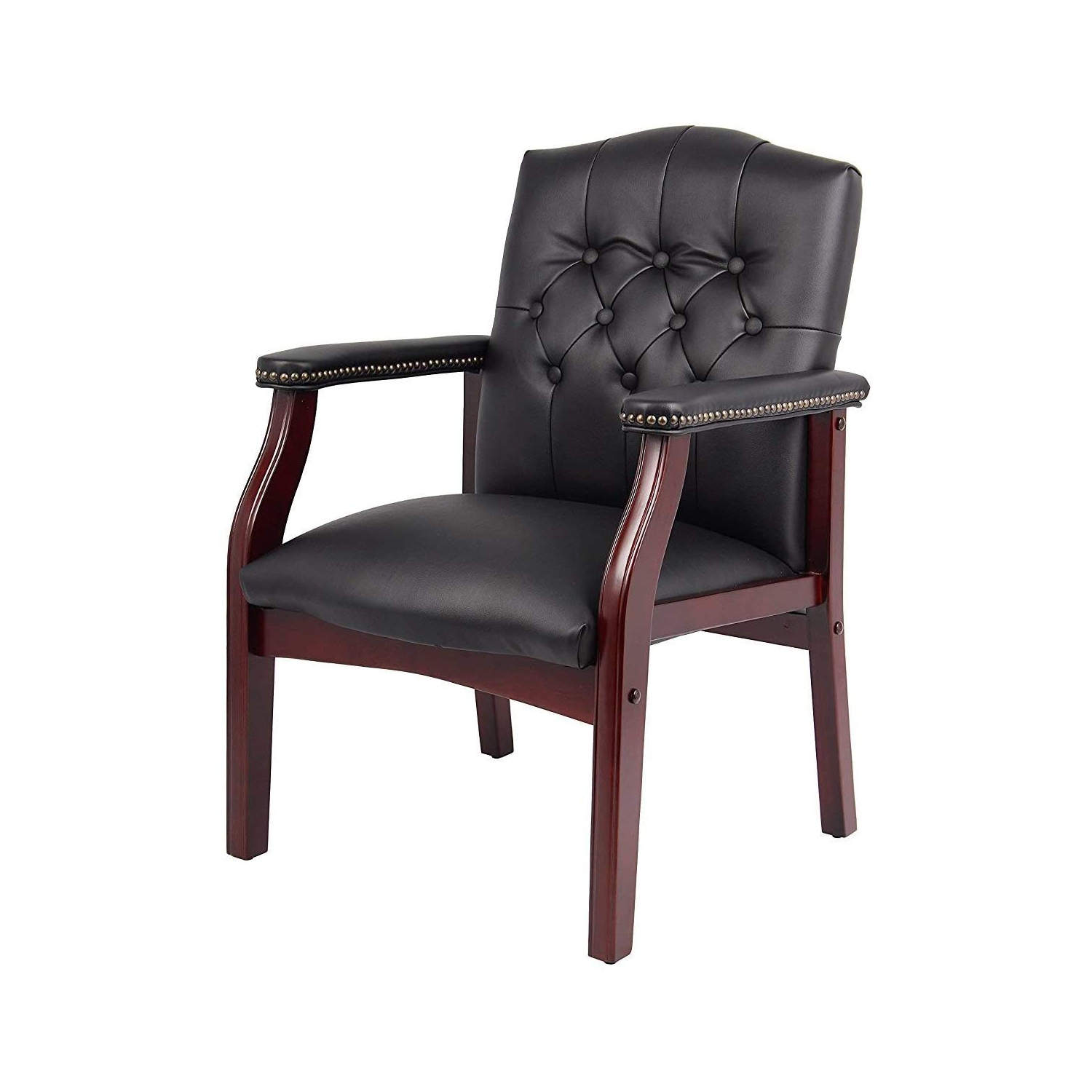 Traditional Black Caressoft Vinyl Guest Chair Conference Room Side Chair