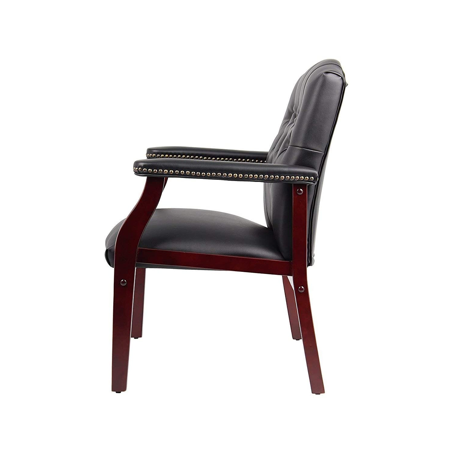 Traditional Black Caressoft Vinyl Guest Chair Conference Room Side Chair