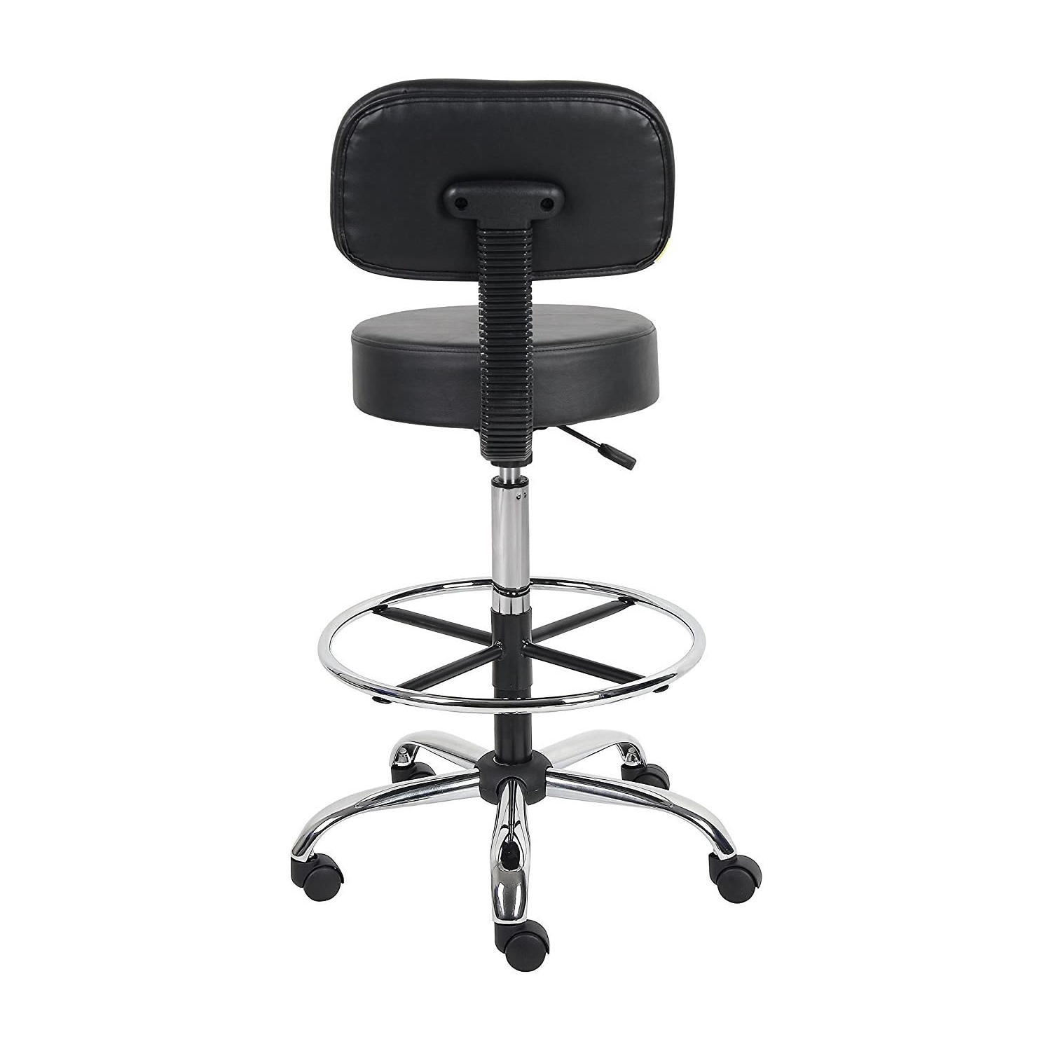 Caressoft Medical/Drafting Stool with Back Cushion Black