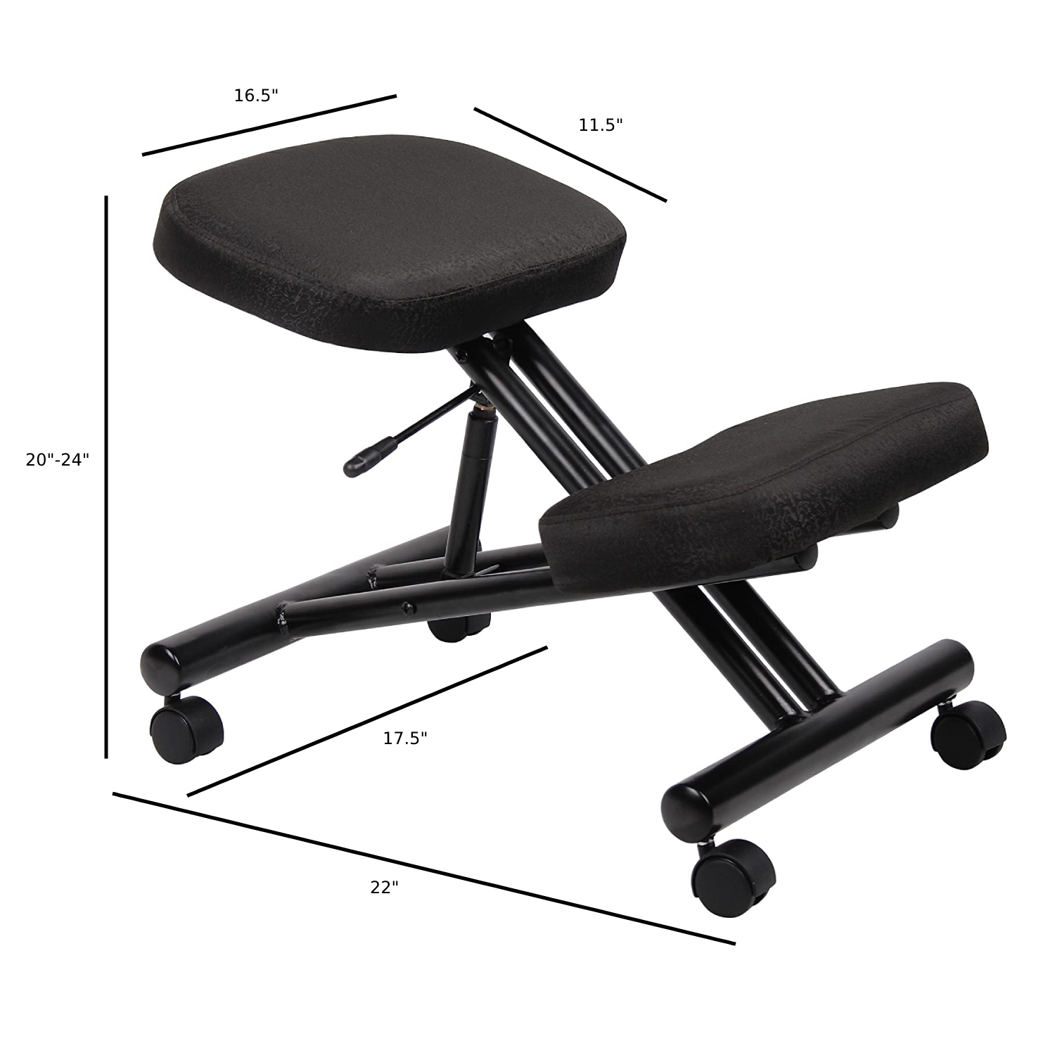 Ergonomic kneeling chair steel frame knee stool in Black Fabric for Posture Correction and Back Pain Relief