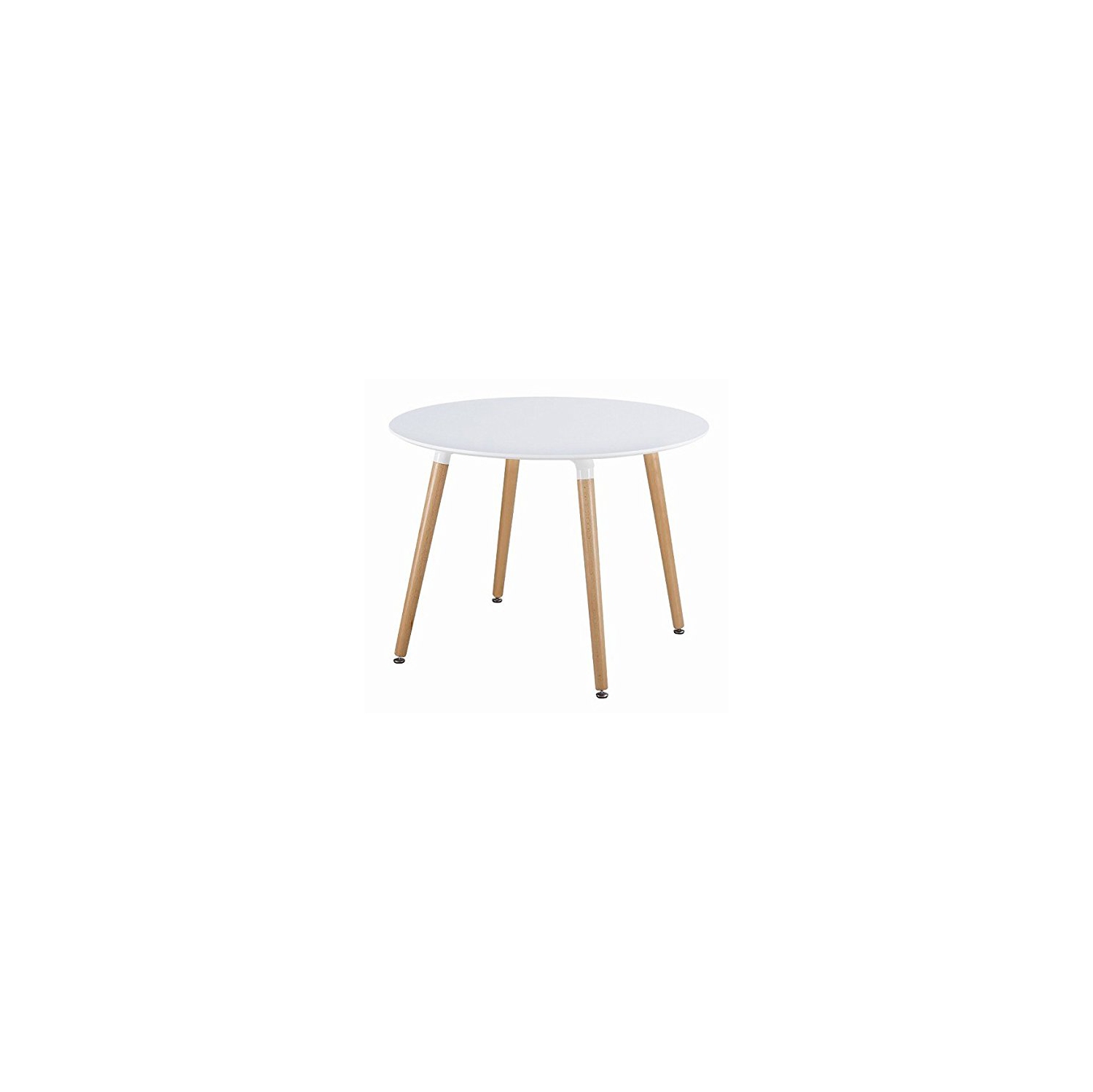 Nicer Furniture® Eames Style Dining Table with Wooden Legs- MDF Fiberboard Round Top 40" White