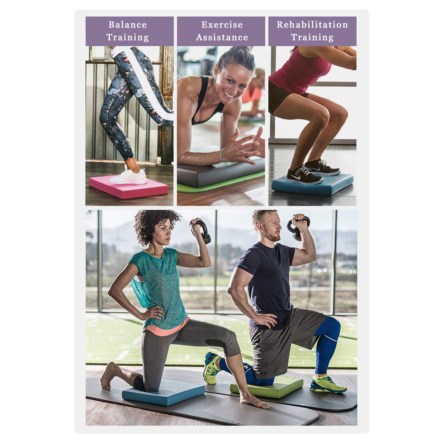 Kunova 50 x 40 x 6 CM coussin d'exercice en mousse/coussins d'équilibre souples polyvalents pour thérapie physique et entraînement de mise en forme,