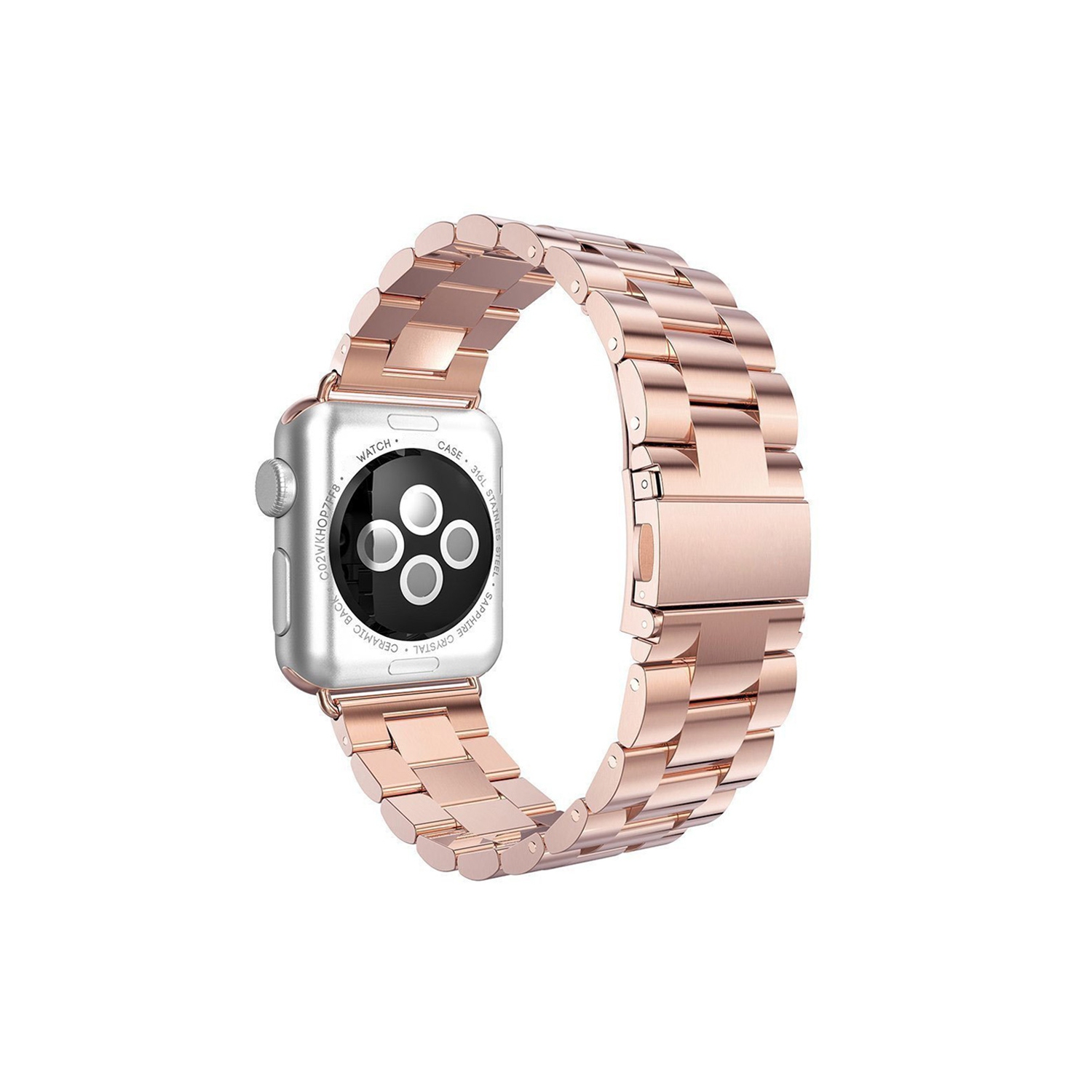 StrapsCo Bracelet de Montre en Chaîne en Acier Inoxydable pour Apple Watch Séries 1/2/3/4 - 42mm - Or Rose