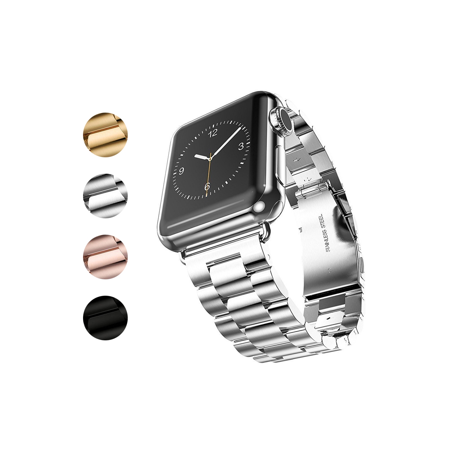 Bracelet à mailles en acier inoxydable de StrapsCo pour Apple Watch Series 1/2/3/4 - 38 mm - Argenté