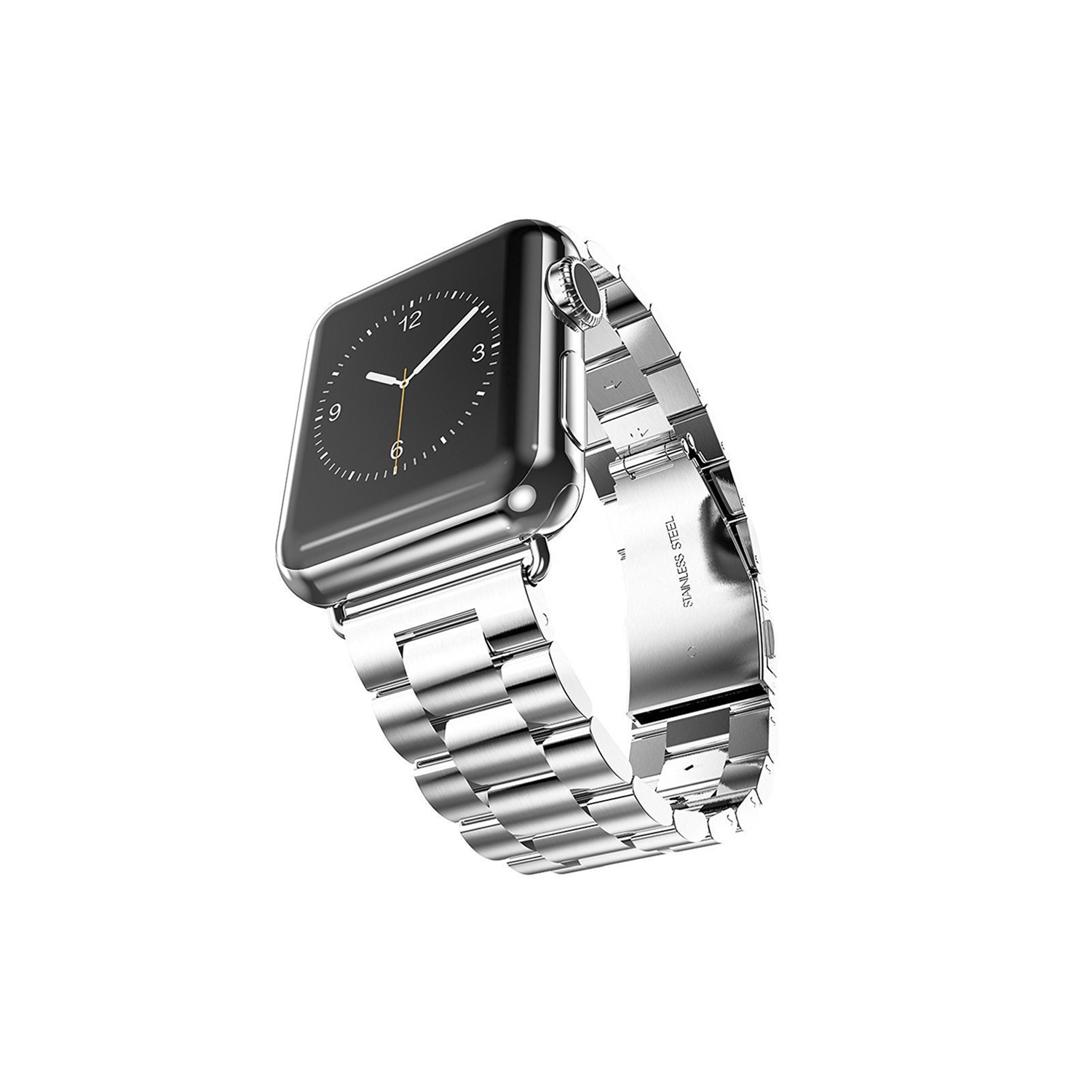 StrapsCo Stainless Steel Link Watch Band Strap for Apple Watch Series 1/2/3/4 - 42mm - Silver