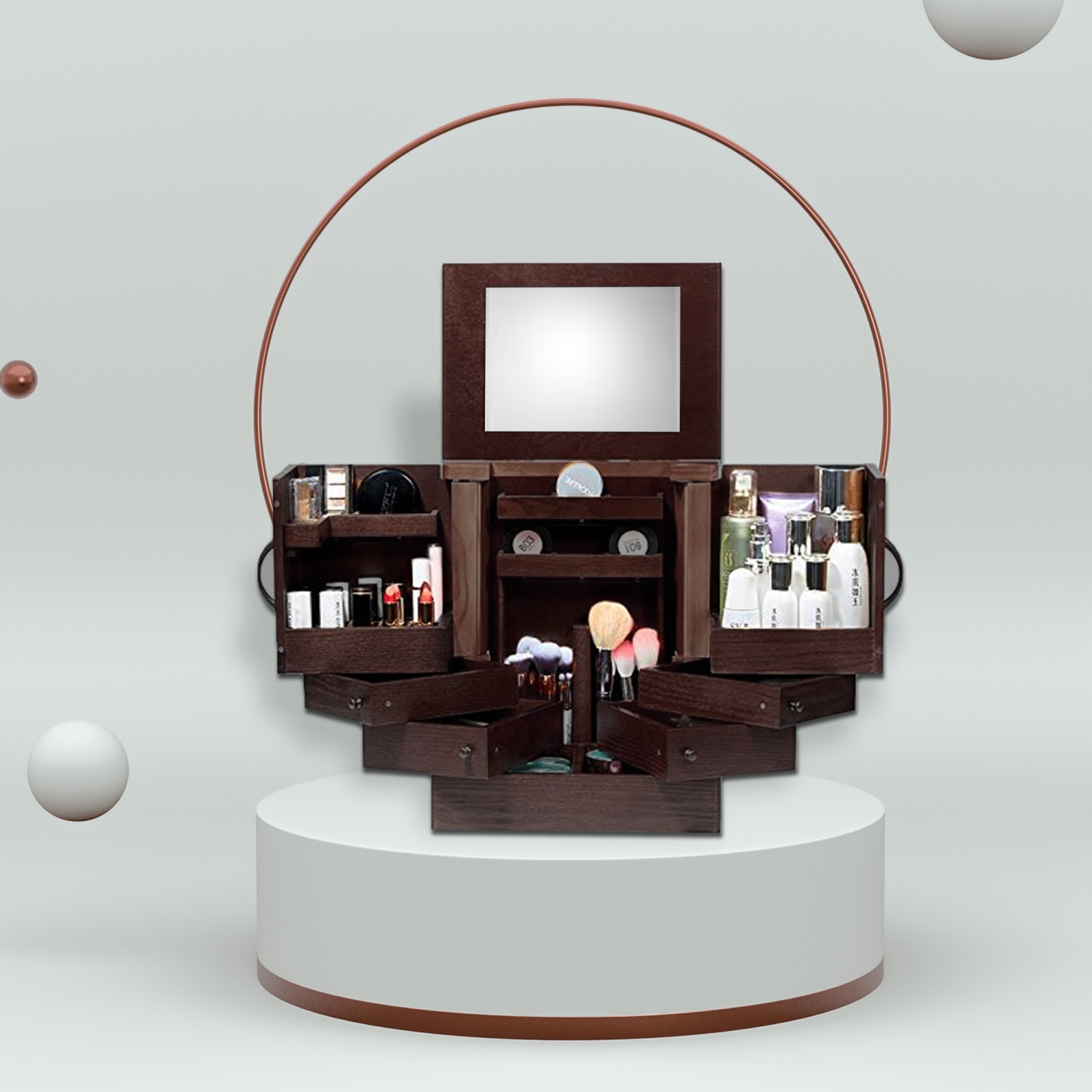 Siège de rangement à bijoux en miroir de table ViscoLogic