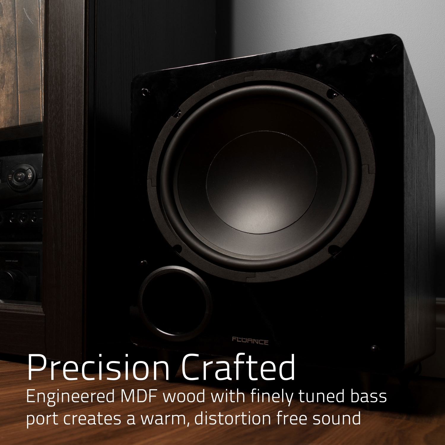 Fluance DB10 10-inch Low Frequency Ported Front Firing Powered Subwoofer for Home Theater & Music