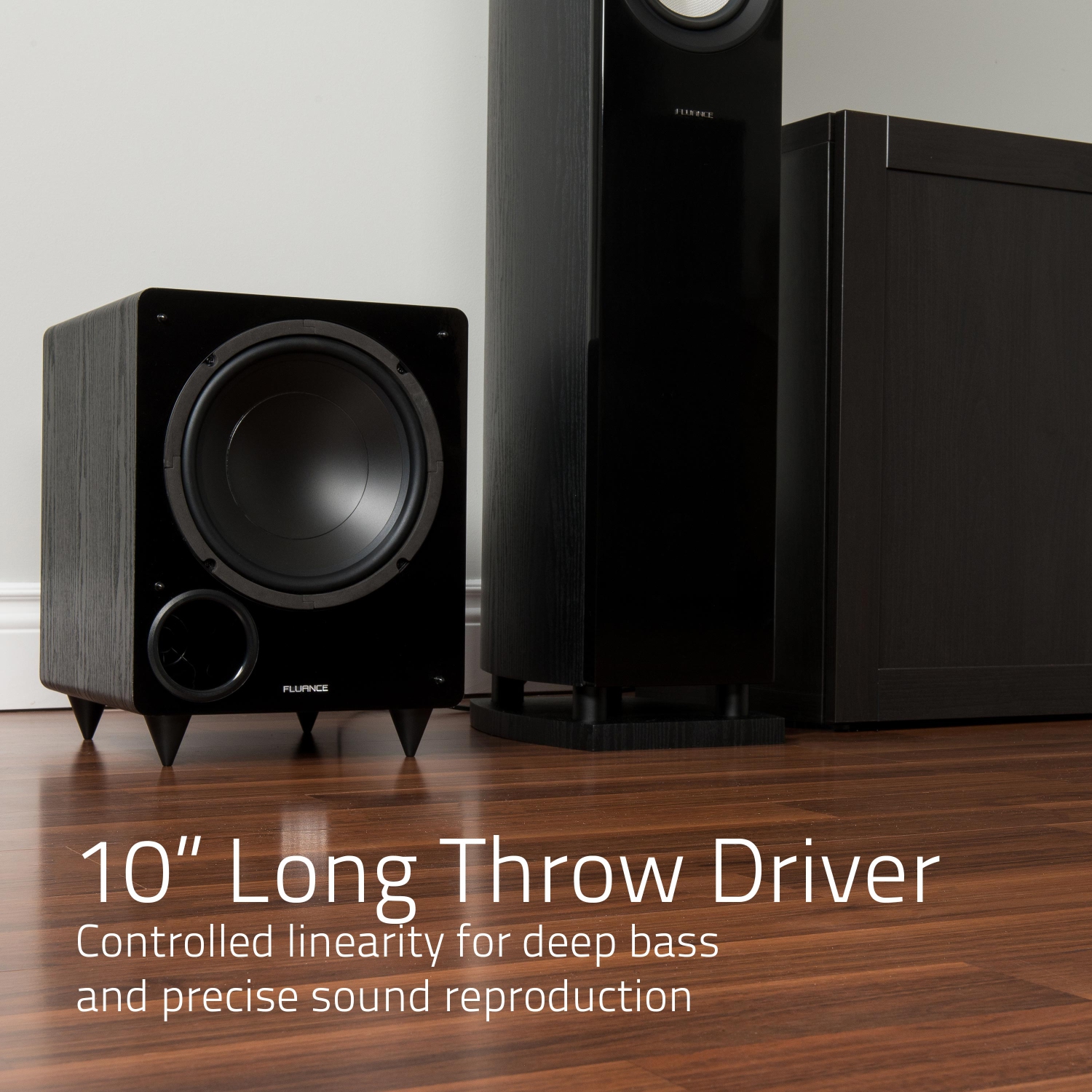 Fluance DB10W 10-inch Low Frequency Ported Front Firing Powered Subwoofer for Home Theater & Music