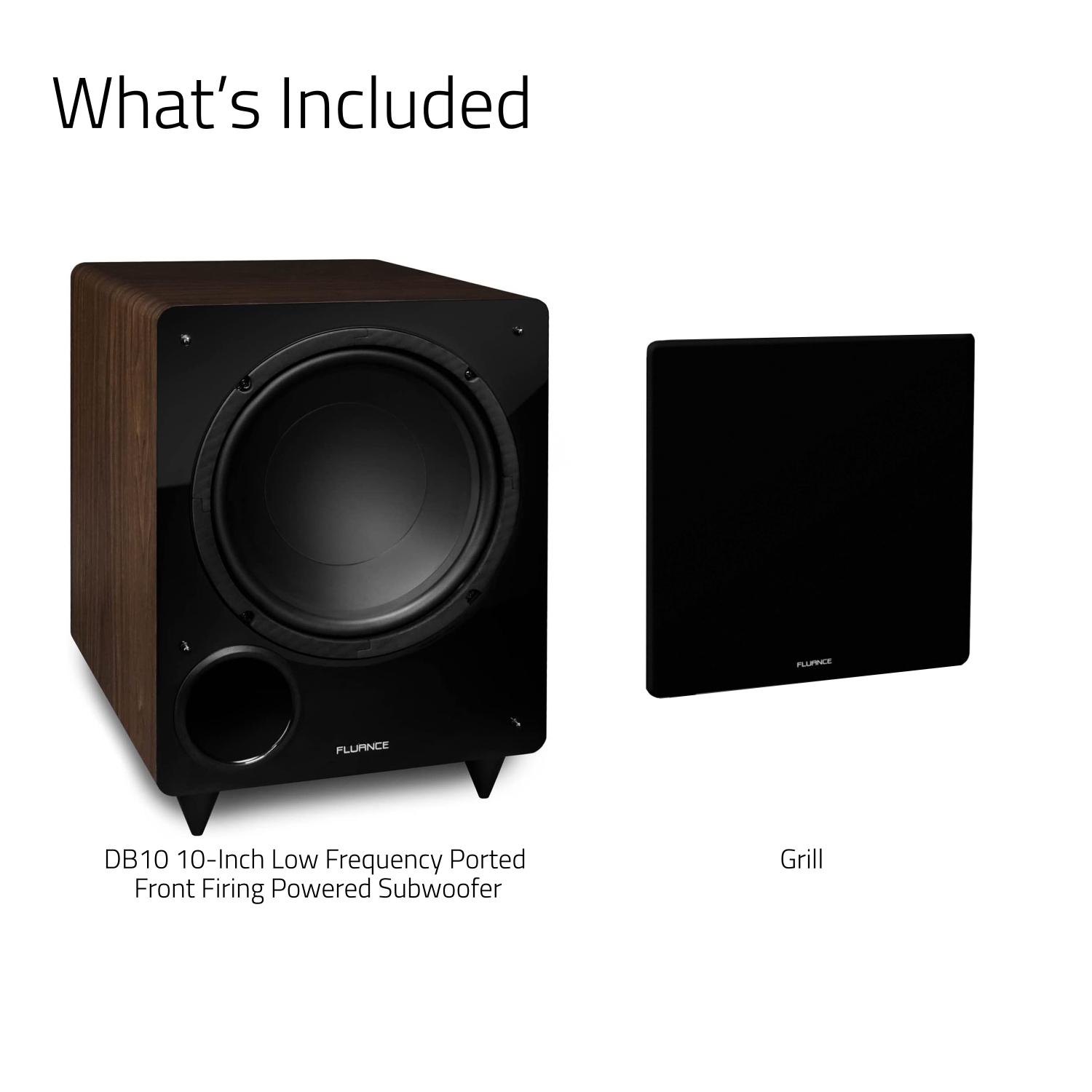 Fluance DB10W 10-inch Low Frequency Ported Front Firing Powered Subwoofer for Home Theater & Music