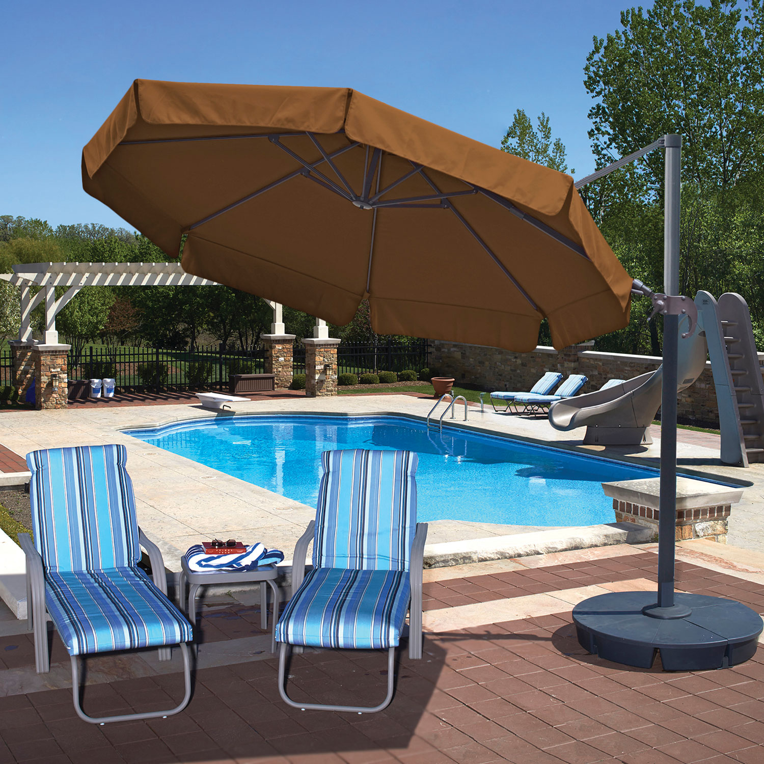 Island Umbrella Freeport Full Sized 11 Ft Cantilever Patio Umbrella Stone Best Buy Canada