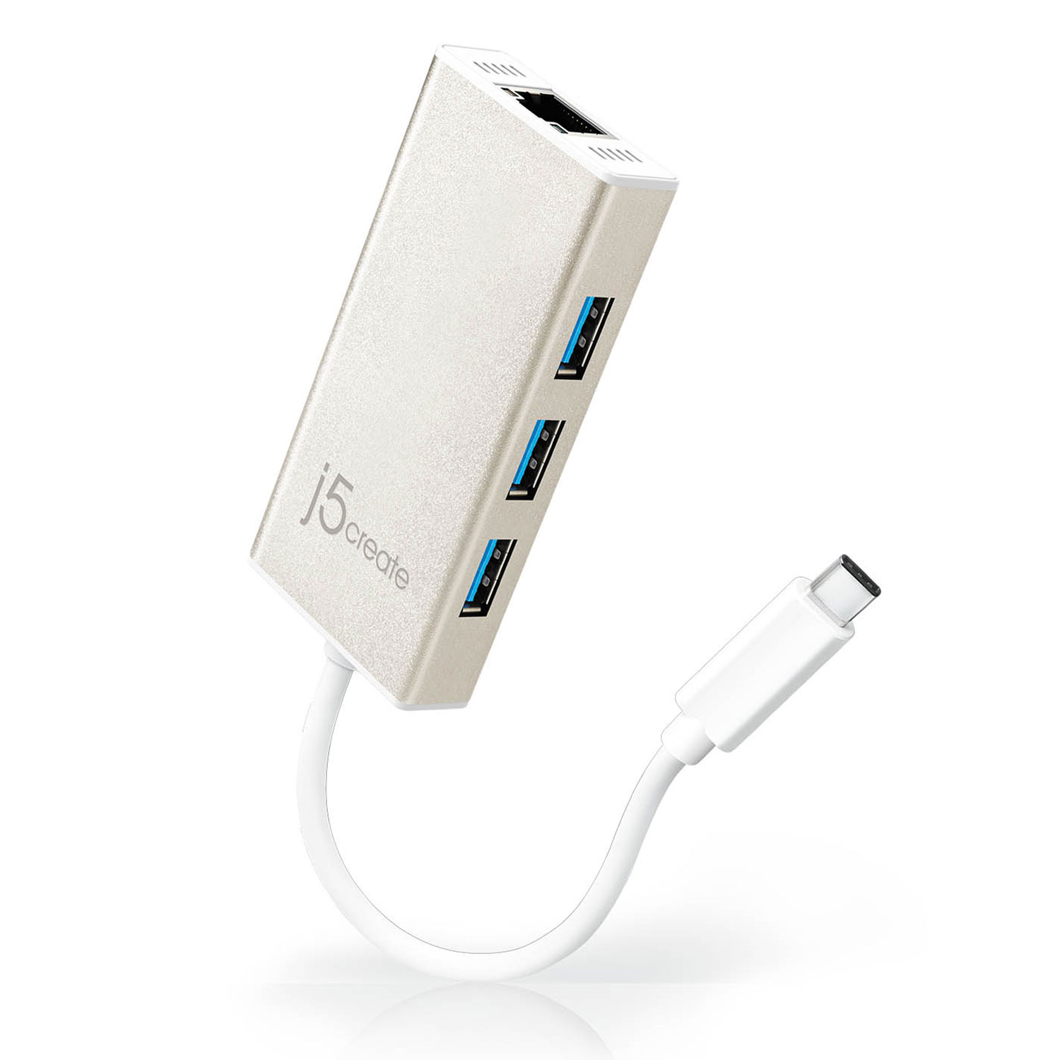 j5create 3-Port USB-C Hub Adapter with Gigabit Ethernet