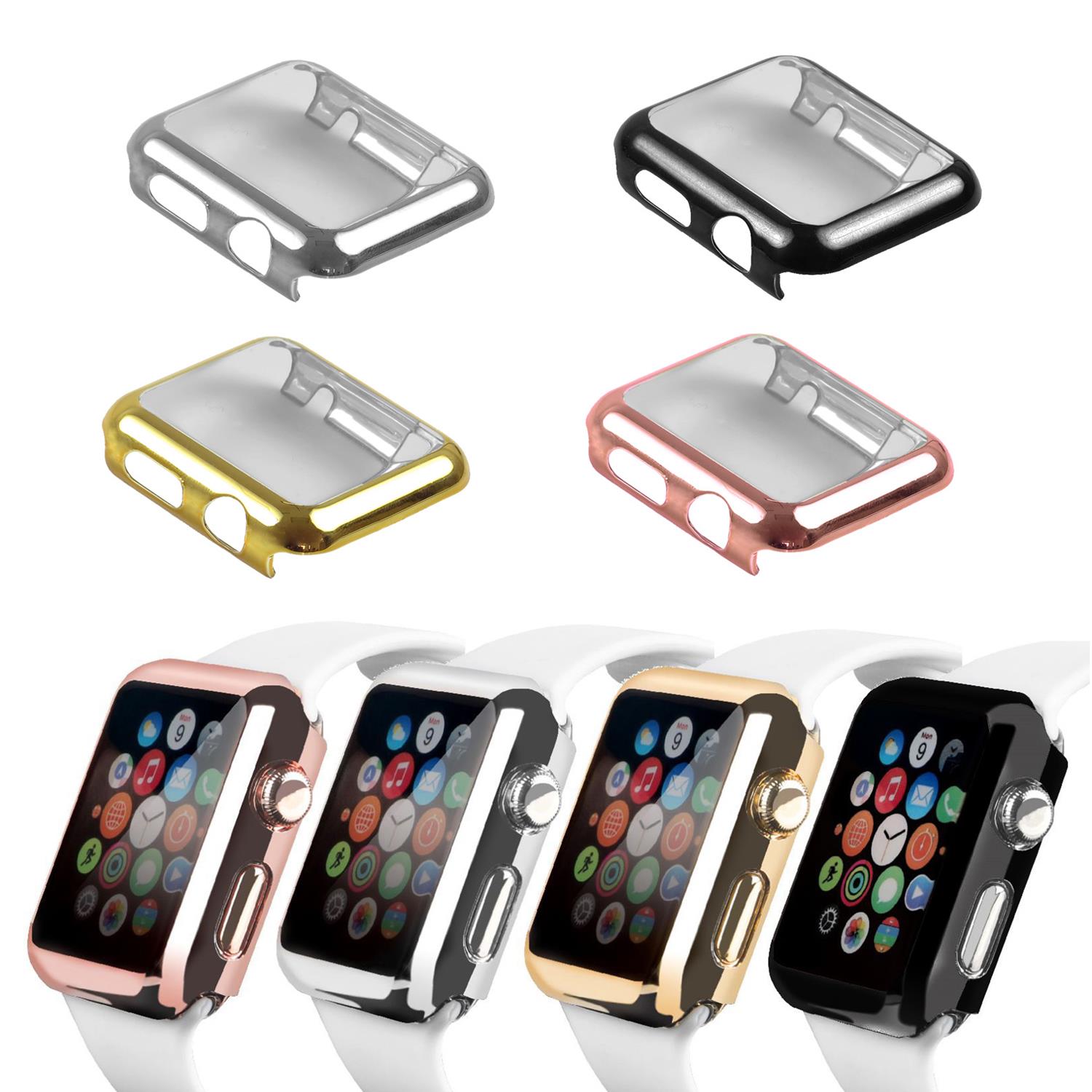 StrapsCo Apple Watch 38mm Series 1 Gold Protective Case Cover with Built in Touch Crystal Clear Screen Protector
