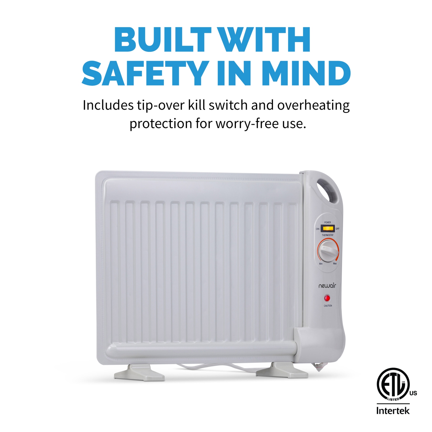 Newair Portable 400-watt Under Desk Heater with Slim Fit Design and Silent, Energy Efficient Operation - White