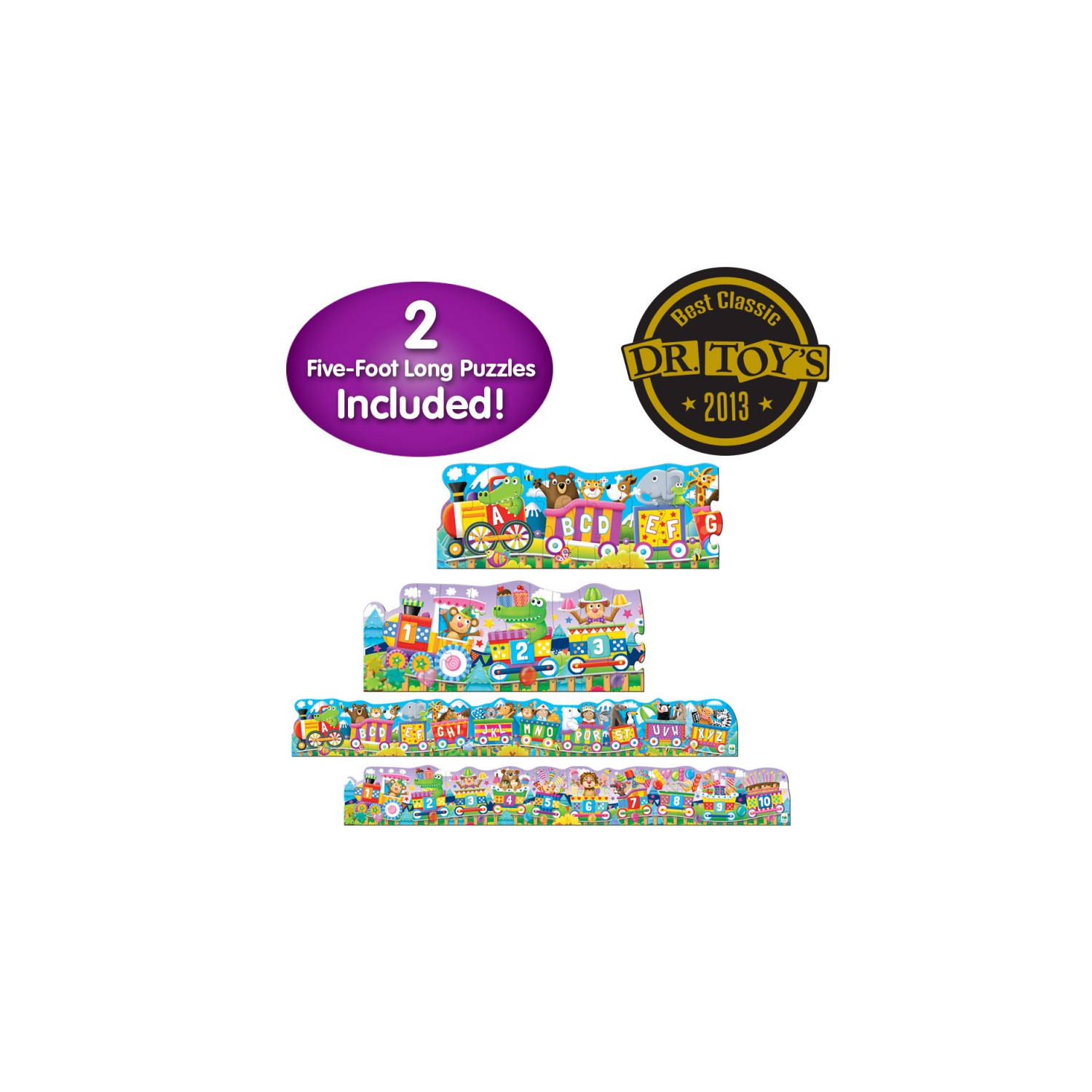 Duo de casse-têtes - Casse-têtes de sol géant : Trains ABC et 123