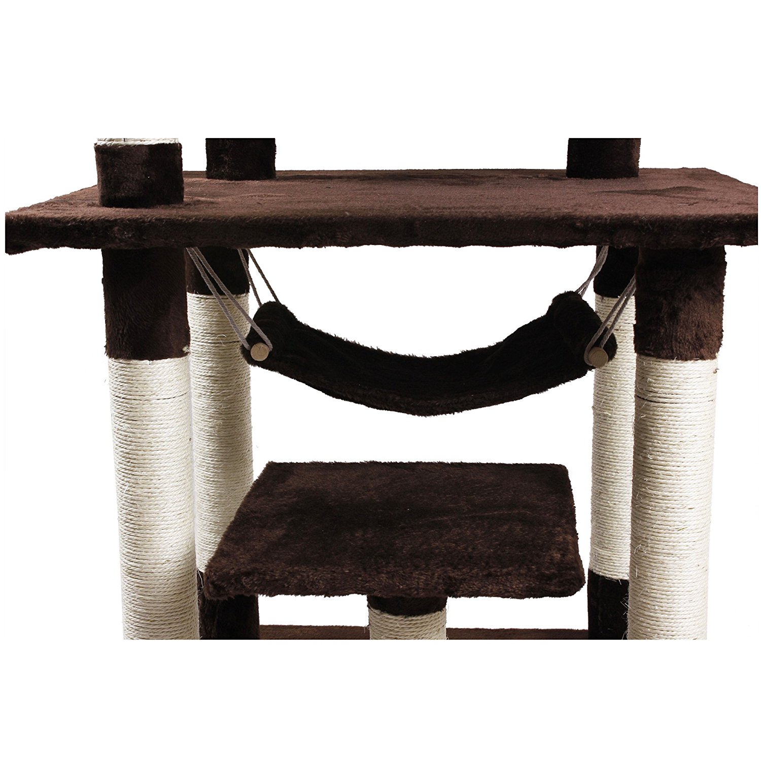 iPet 65 Inch Cat Tree Condo Teepee Cat Furniture Pet House Cat Exercise Tree in Brown