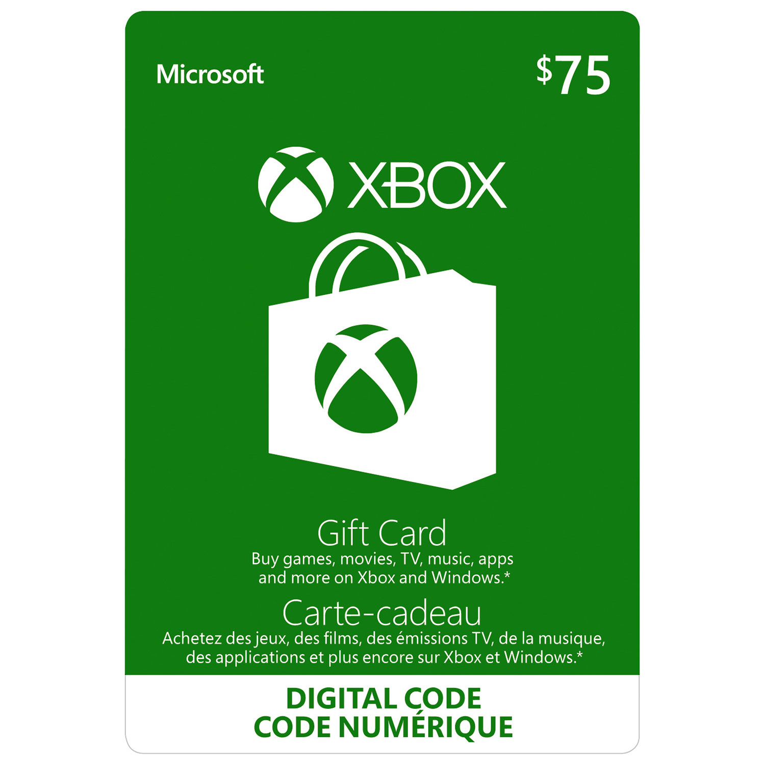 Xbox Live $75 Gift Card - Digital Download