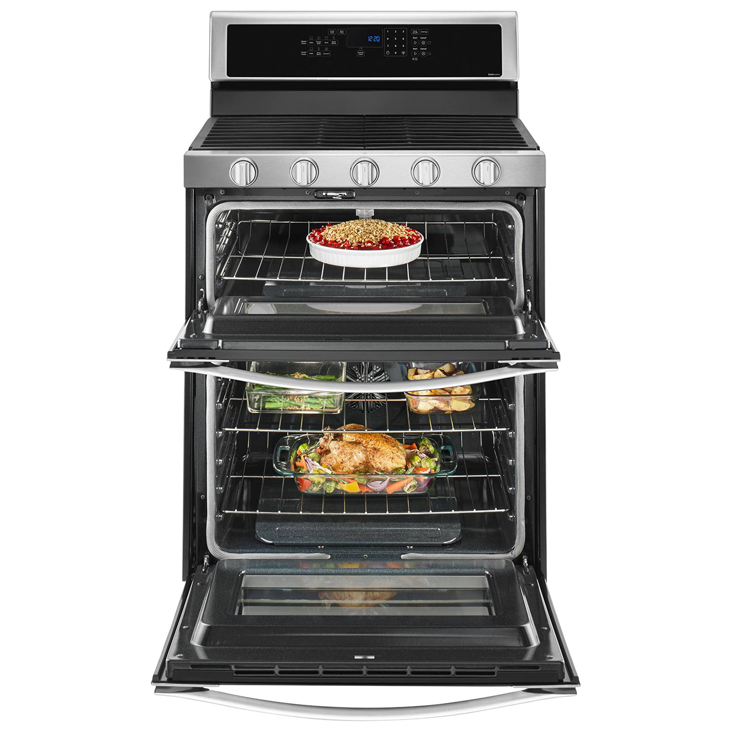 Whirlpool 30" 6.0 Cu. Ft. Double Oven 5-Burner Slide-In Gas Range - Stainless Steel