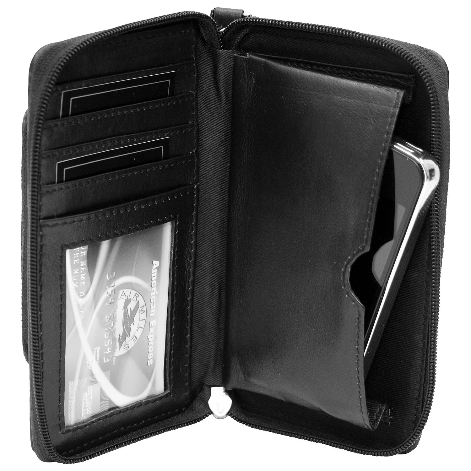 Pochette-portefeuille en cuir à fermeture à glissière Celie d'Ashlin - Noir