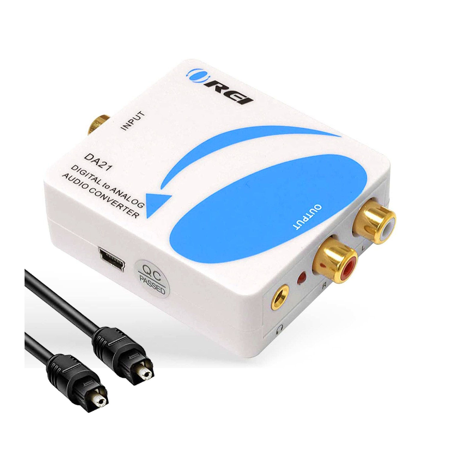 Orei DA21 Optical SPDIF/Coaxial Digital to RCA L/R Analog Audio Converter with 3.5mm Jack Support Headphone/Speaker Outputs