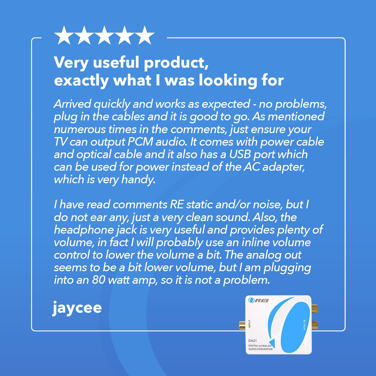 Orei DA21 Optical SPDIF/Coaxial Digital to RCA L/R Analog Audio Converter with 3.5mm Jack Support Headphone/Speaker Outputs