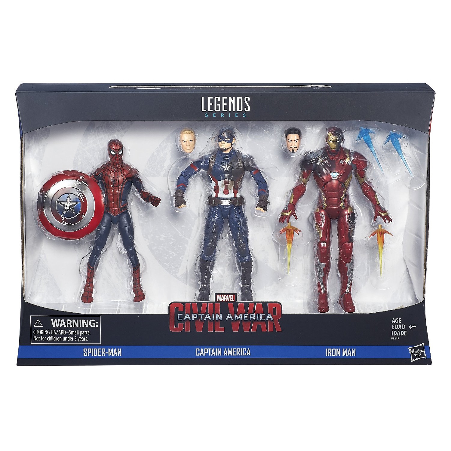 Ensemble de 3 figurines d'action de 6&nbsp;po Captain America Civil War de Marvel Legends - Spider-Man - Capitaine America - Iron Man
