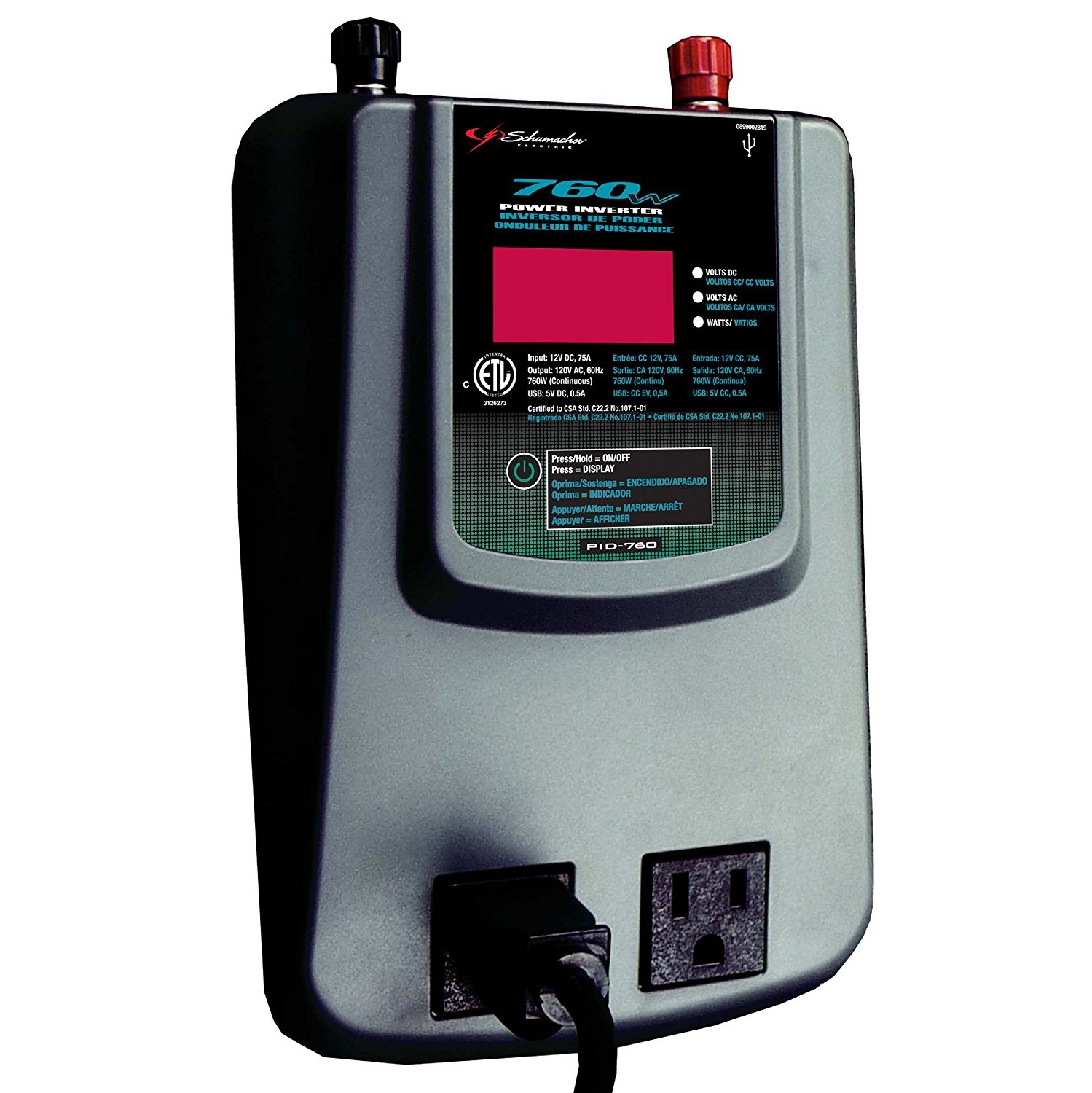 Schumacher PID-760 760 Watt Power Inverter with Digital Display