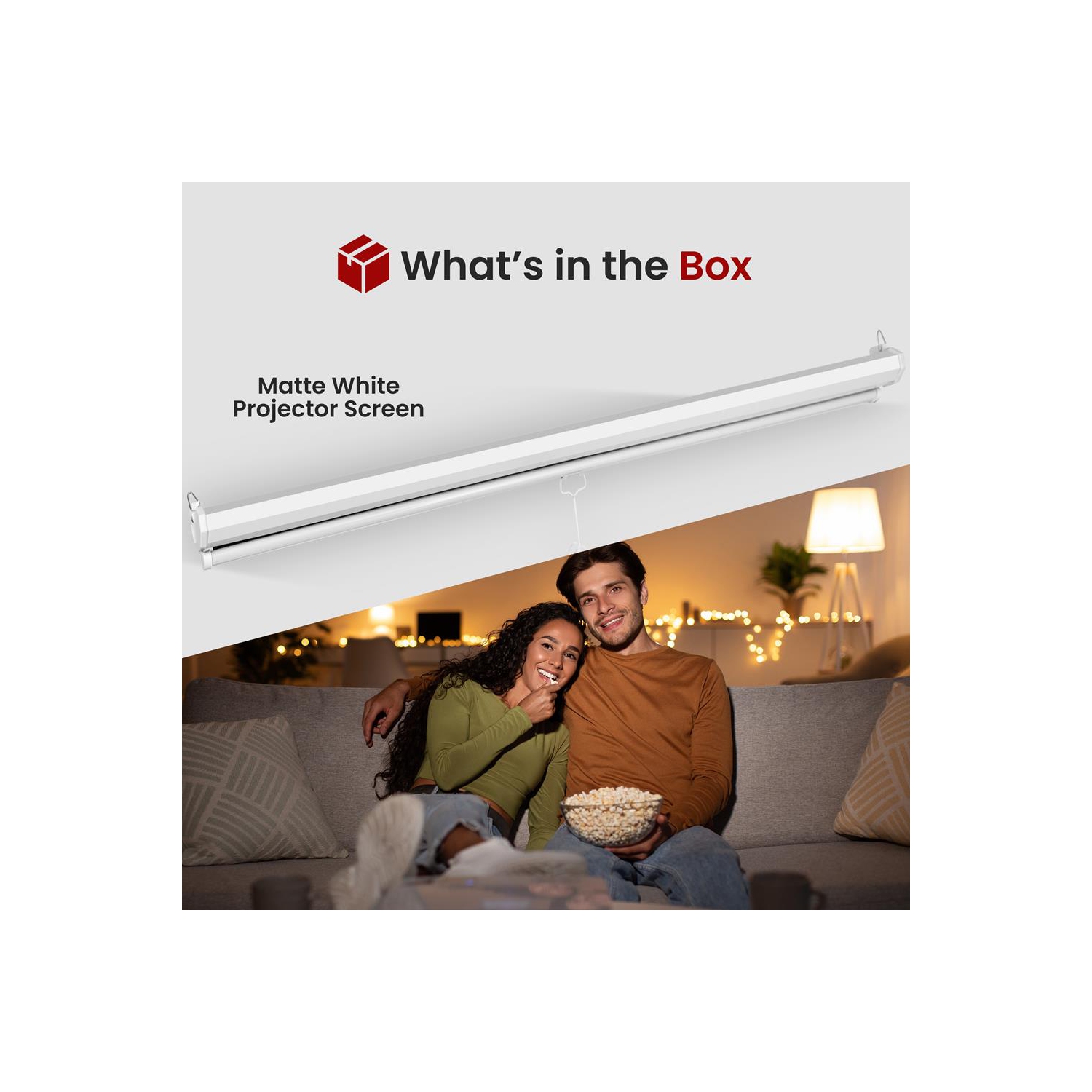 PYLE-HOME PRJSM9406 Universal Roll-Down Pull-Down Projection Screen, 50.3 x 67.3-Inch, Matte White