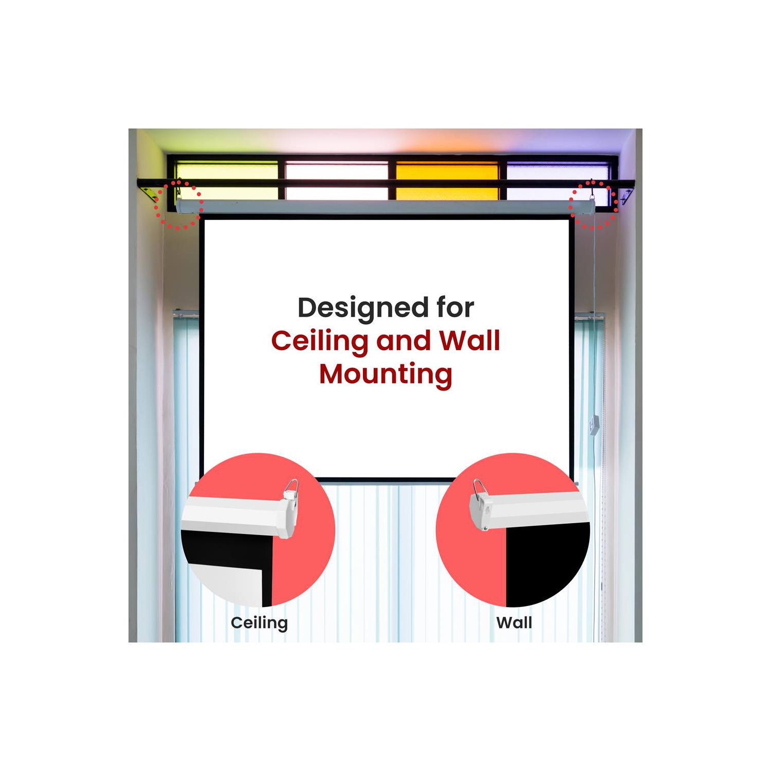 PYLE-HOME PRJSM9406 Universal Roll-Down Pull-Down Projection Screen, 50.3 x 67.3-Inch, Matte White