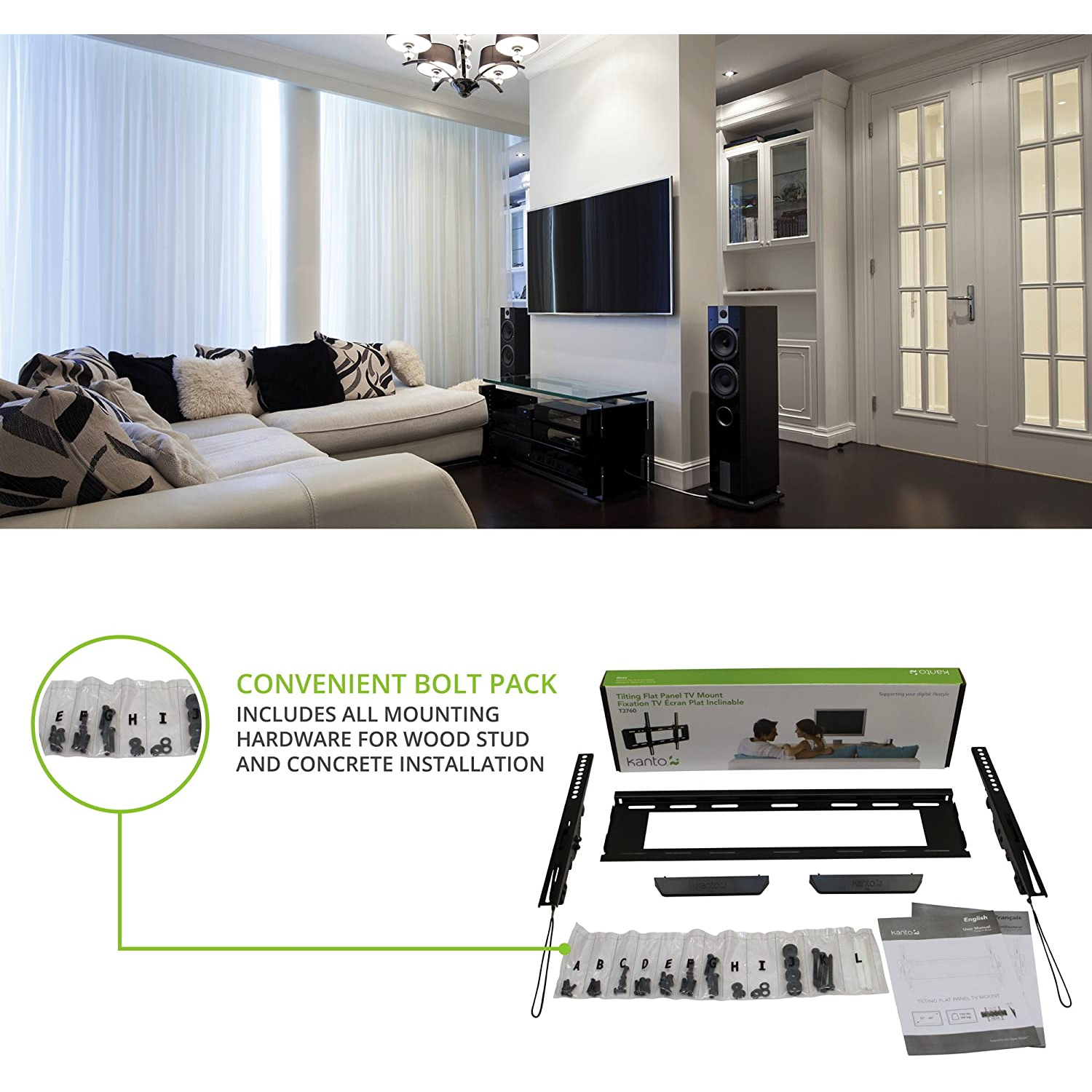 Kanto – Support inclinable T3760 pour téléviseur de 37-60 po