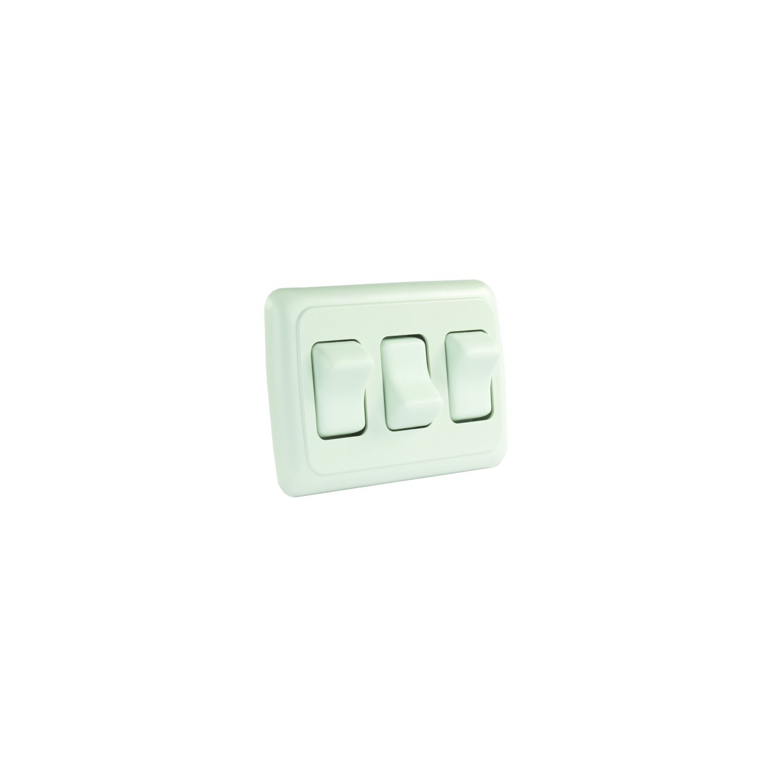 JR Products 12025 White Triple SPST On-Off Switch with Bezel