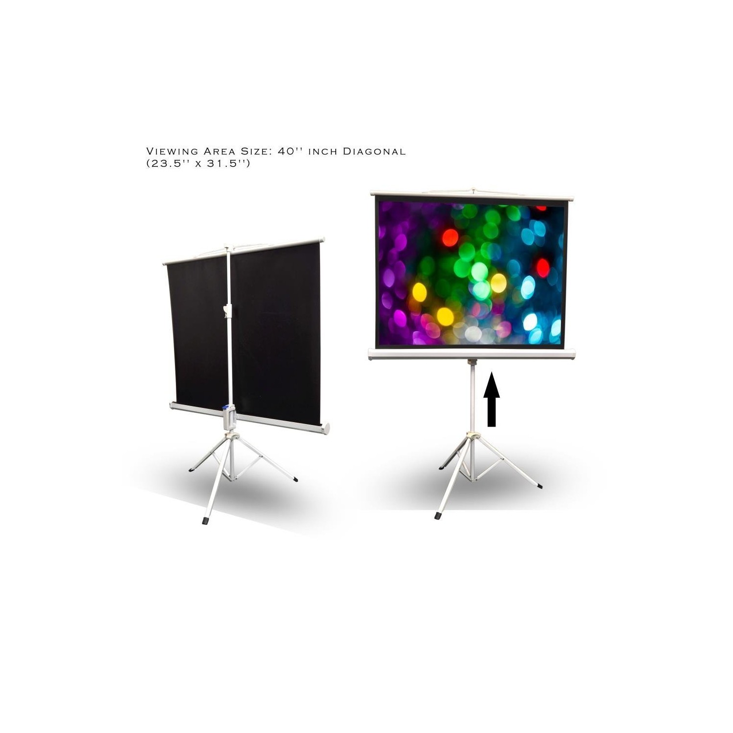 Pyle PRJTP42 40-Inch Video Projector Screen, Easy Fold-Out and Roll-Up Projection Display, Tripod Stand Style