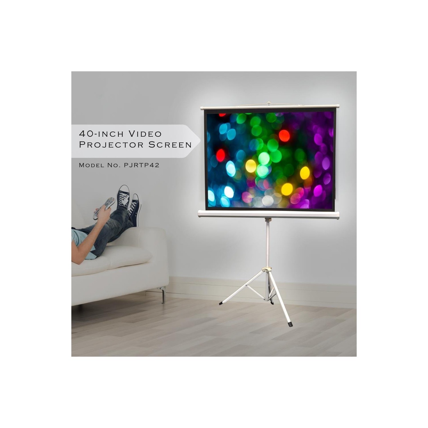 Pyle PRJTP42 40-Inch Video Projector Screen, Easy Fold-Out and Roll-Up Projection Display, Tripod Stand Style