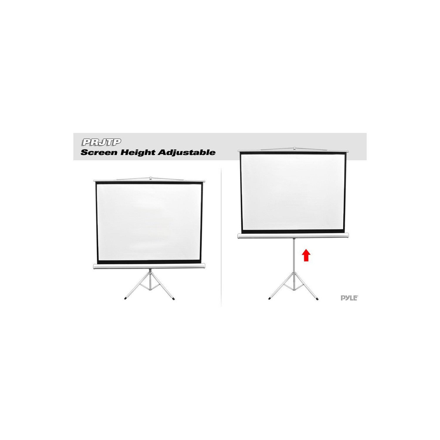 PYLE-HOME PRJTP84 Universal Floor Standing Portable Roll-Down Tripod Projector Screen, Matte White Surface, 50 x 66.9-Inch