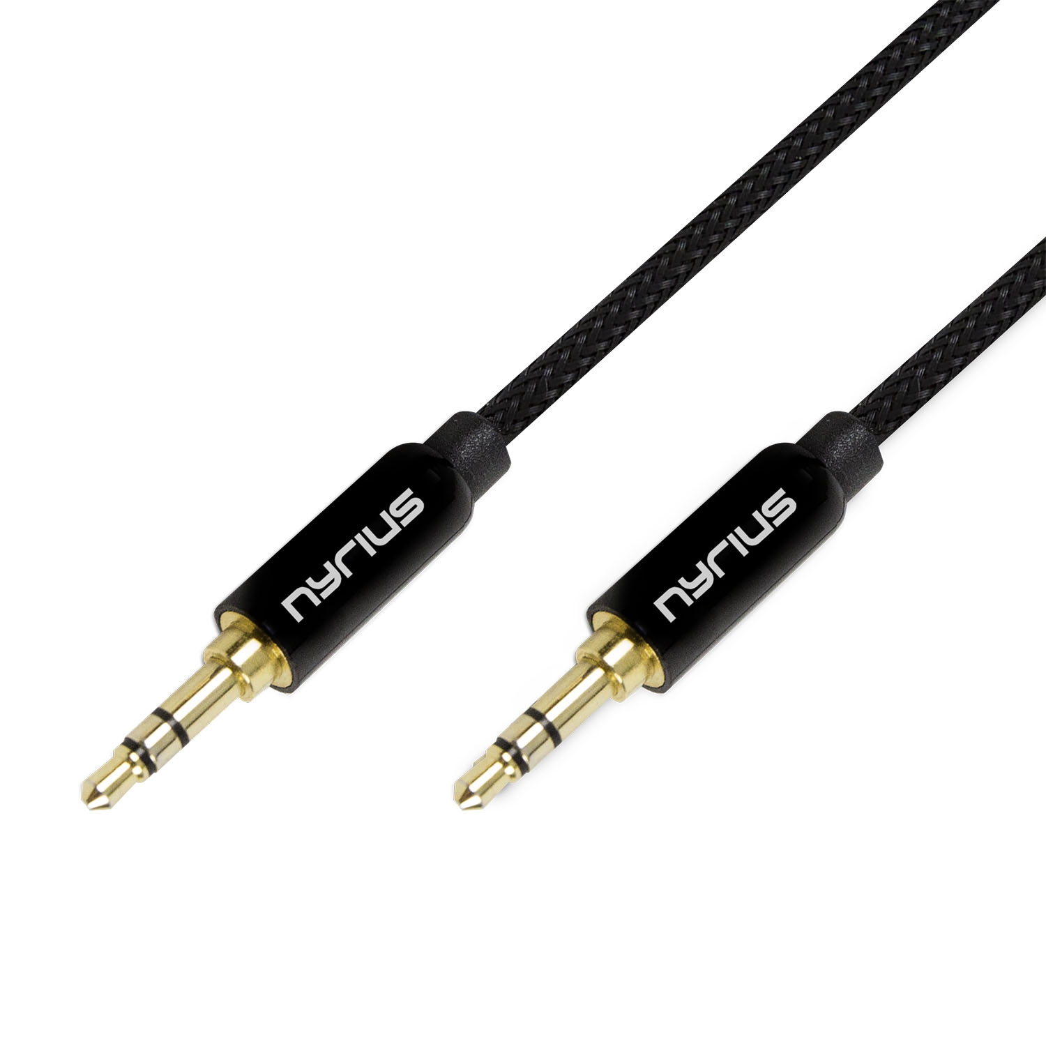 Nyrius Premium 3.5mm Auxiliary Audio Cable with Tangle Free Protective Shielding & Step Down Connector - 4 Pack