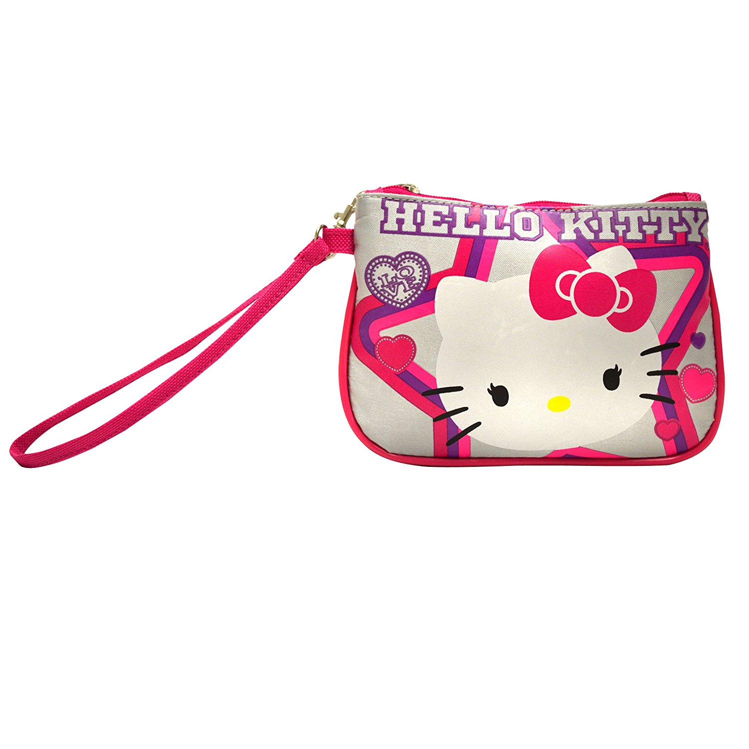 Hello Kitty Gorgeous Designed Kids Stylish Wallet Clutch with Wristlet (Pink Silver)