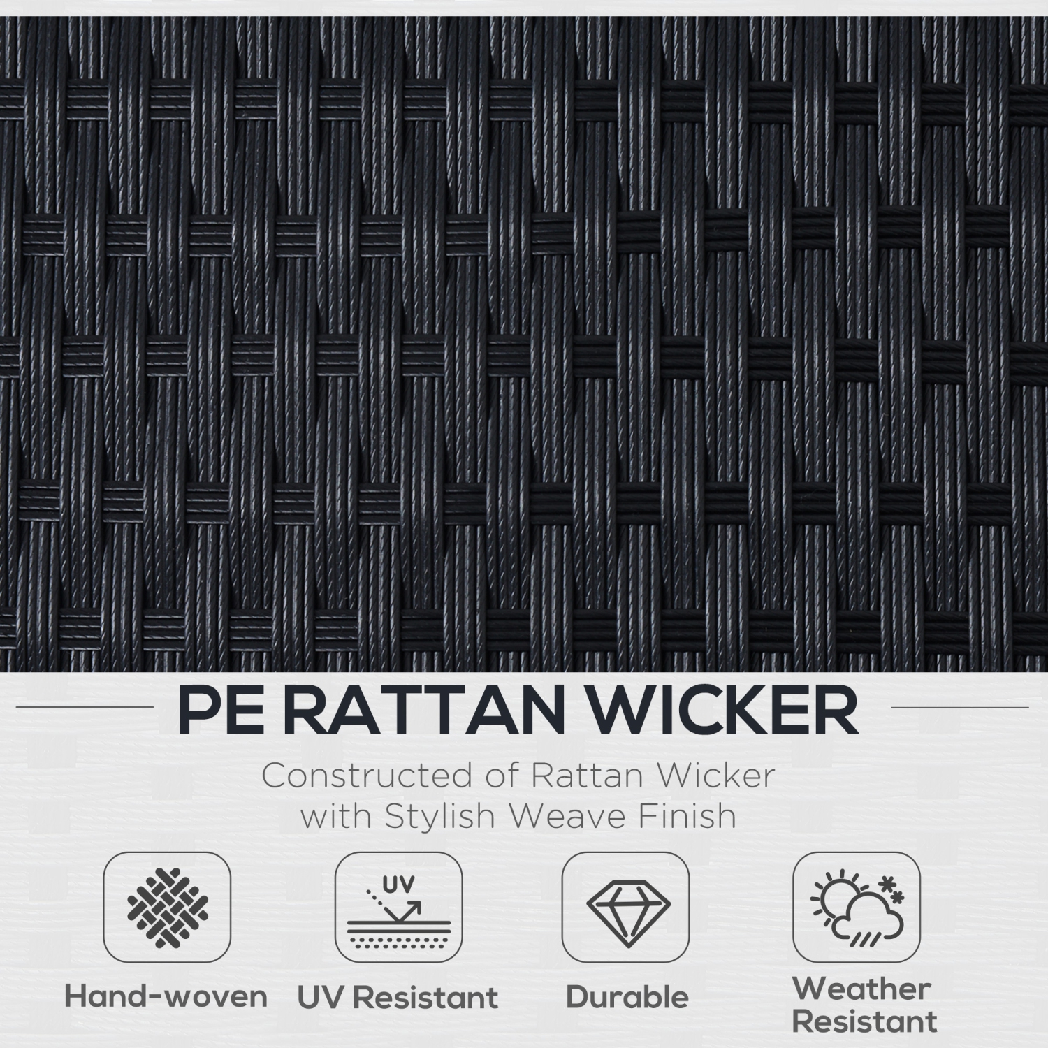 Ensemble de 2 meubles de patio en osier Outsunny, pouf double, ensemble de détente extérieur en rotin PE, causeuse et pouf deux places, blanc crème