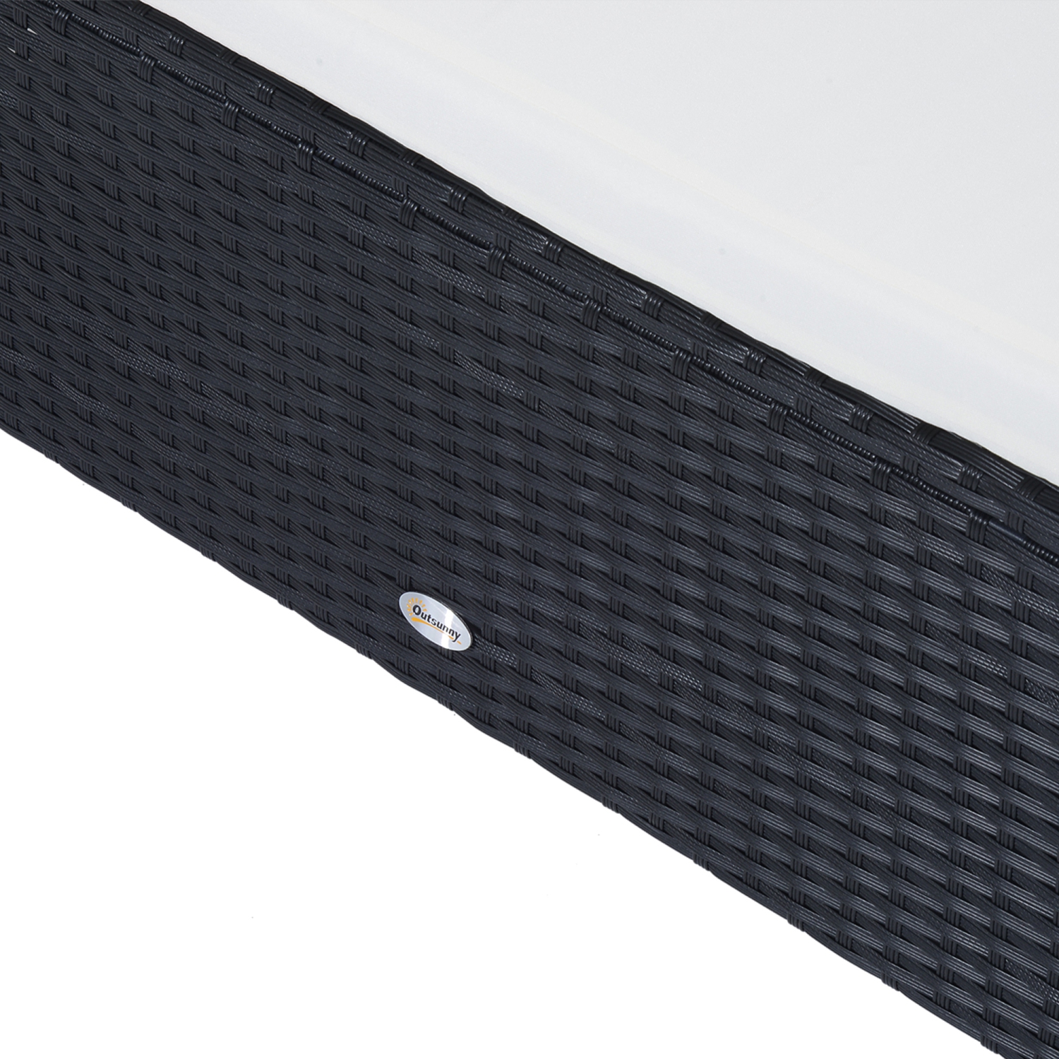 Ensemble de 2 meubles de patio en osier Outsunny, pouf double, ensemble de détente extérieur en rotin PE, causeuse et pouf deux places, blanc crème