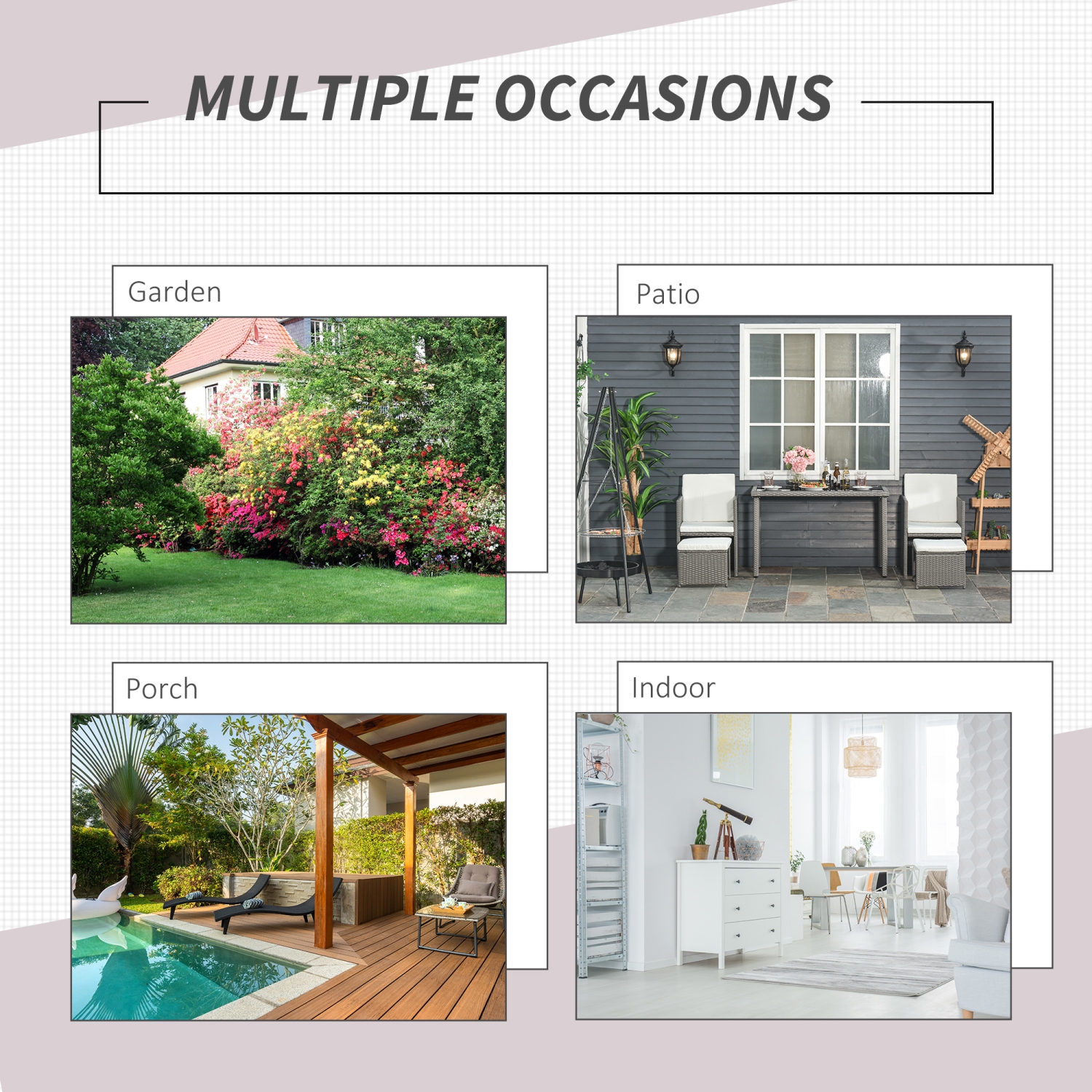 Outsunny 3 Pieces Wicker Patio Dining Set Outdoor Furniture Set with Removable Cushions, Glass Top Dining Table, PE Rattan Conversation Set for